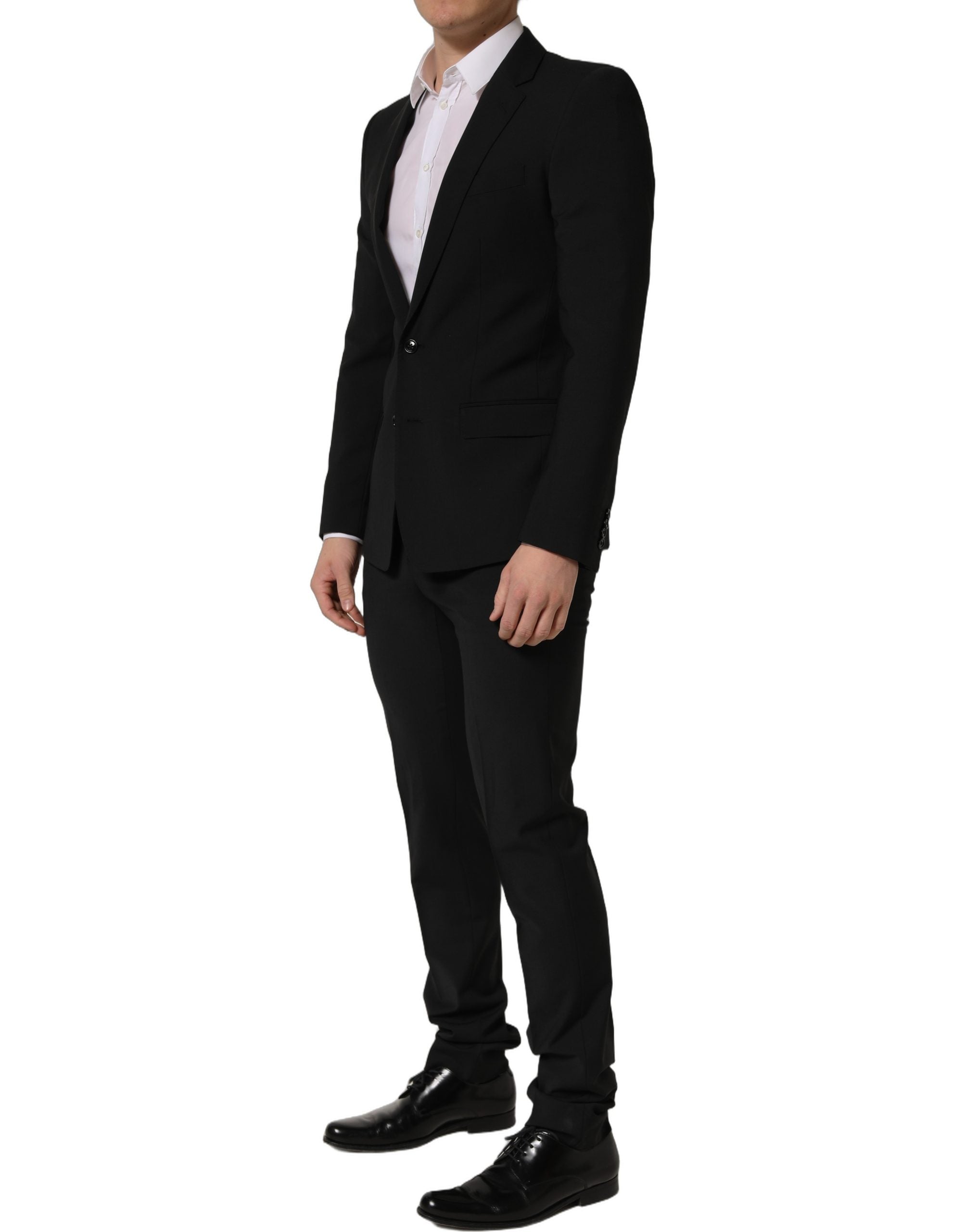 Dolce & Gabbana Black Wool Slim Fit Formal 2 Piece Men Suit