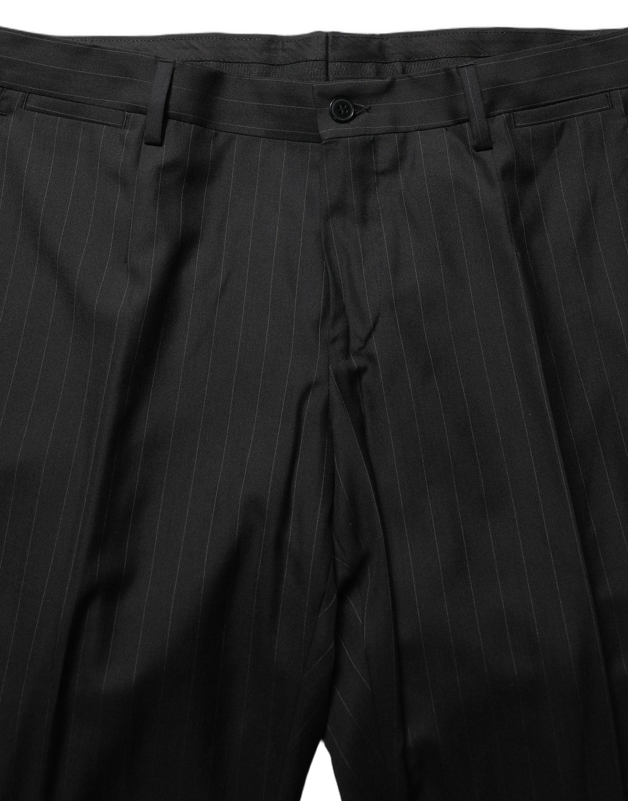 Dolce & Gabbana Black Stripes Slim Fit Formal 3 Piece Suit
