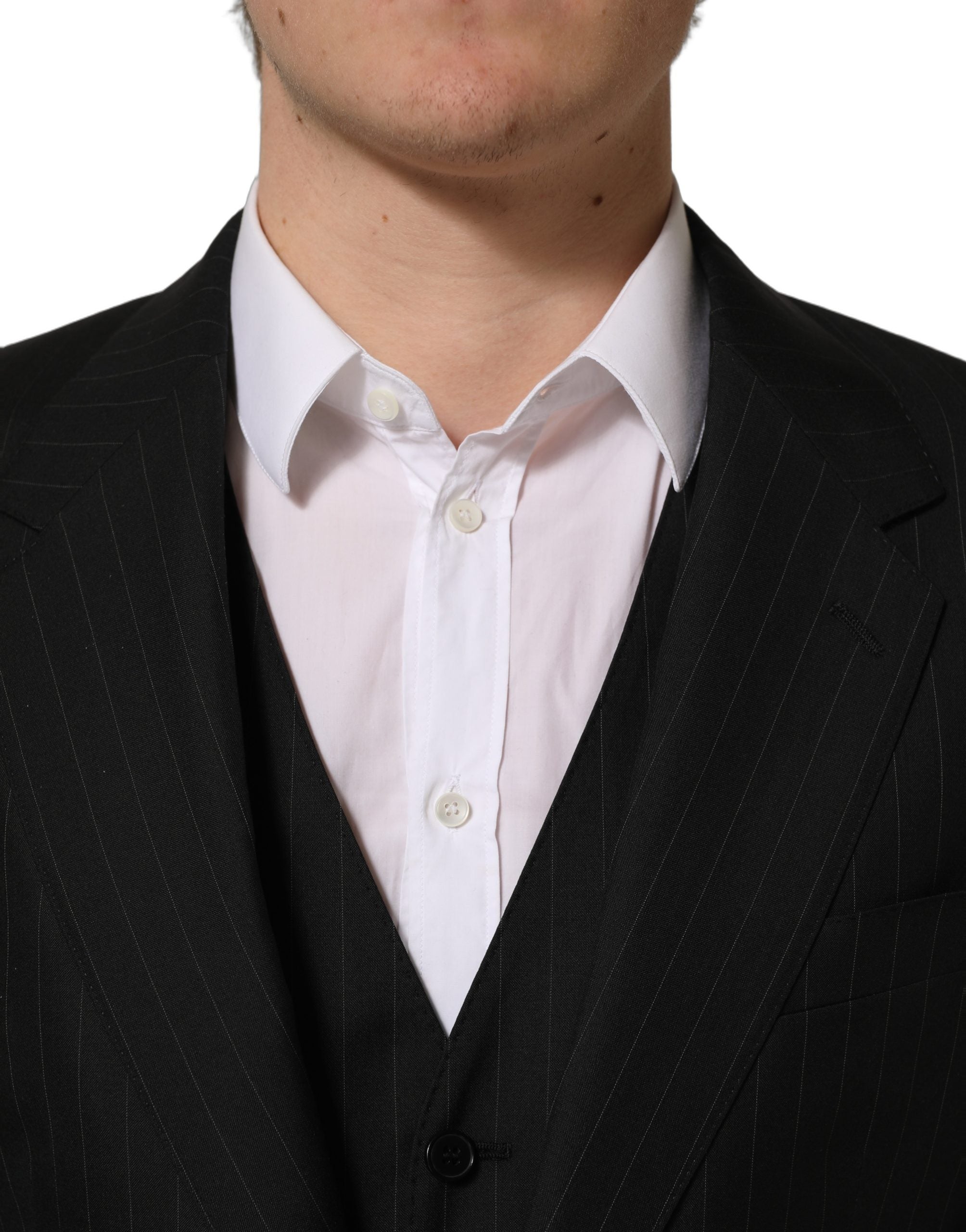 Dolce & Gabbana Black Stripes Slim Fit Formal 3 Piece Suit
