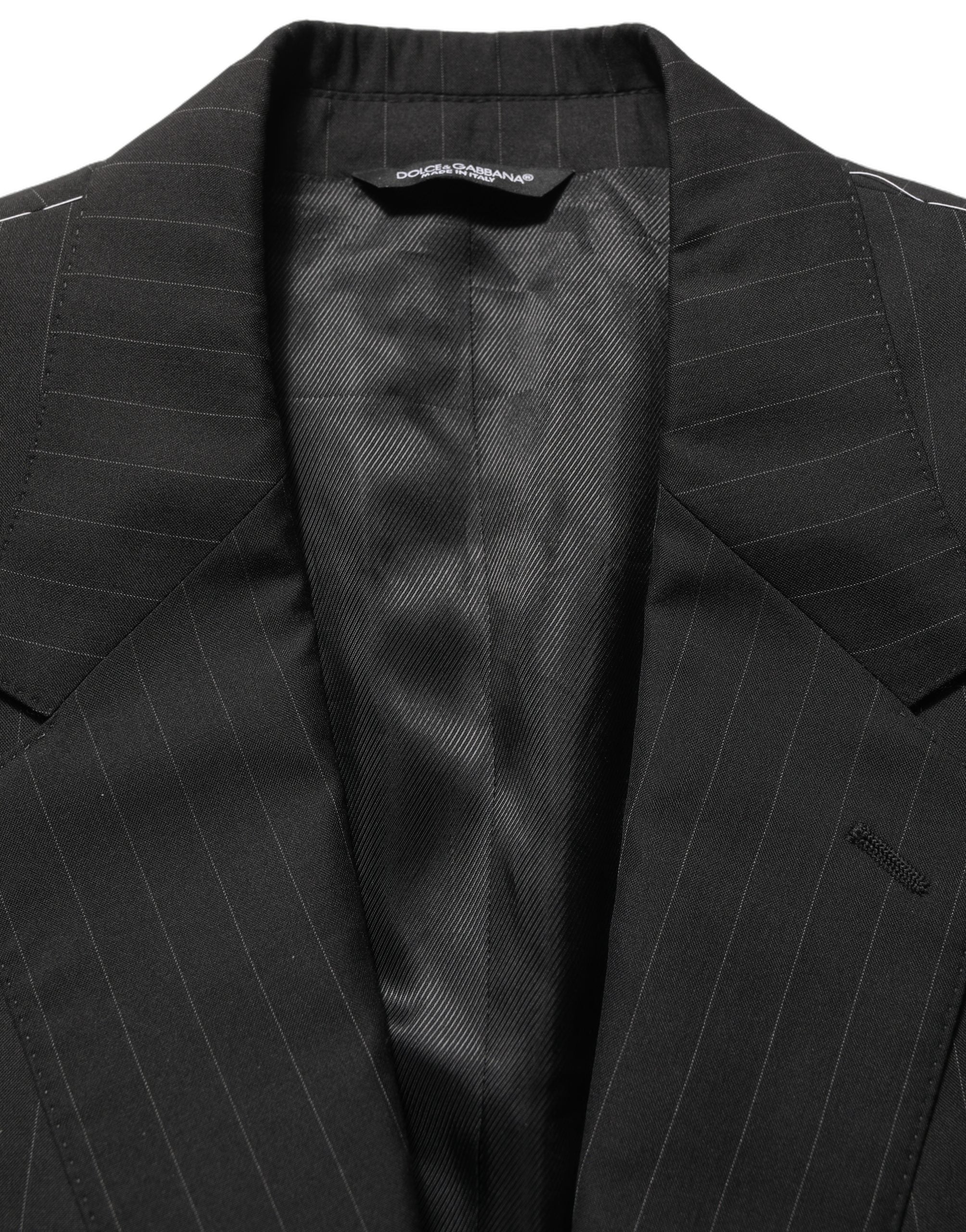 Dolce & Gabbana Black Stripes Slim Fit Formal 3 Piece Suit