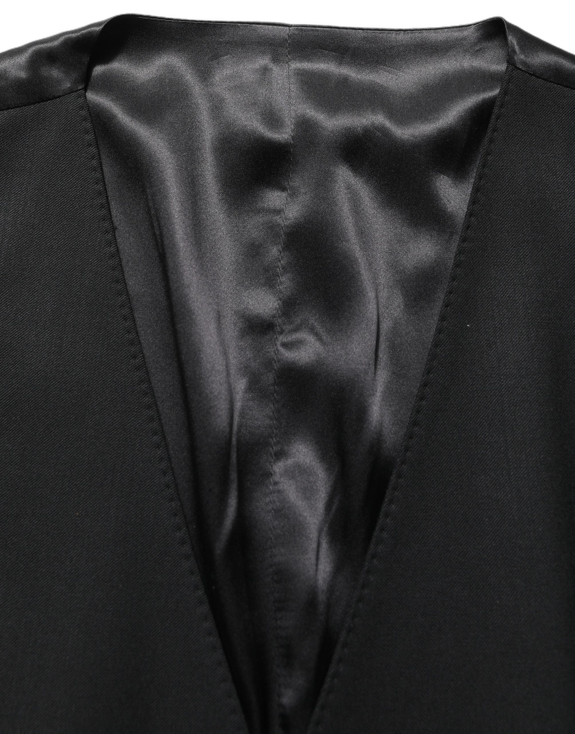 Dolce & Gabbana Black Wool Slim Fit Formal 3 Piece Men Suit