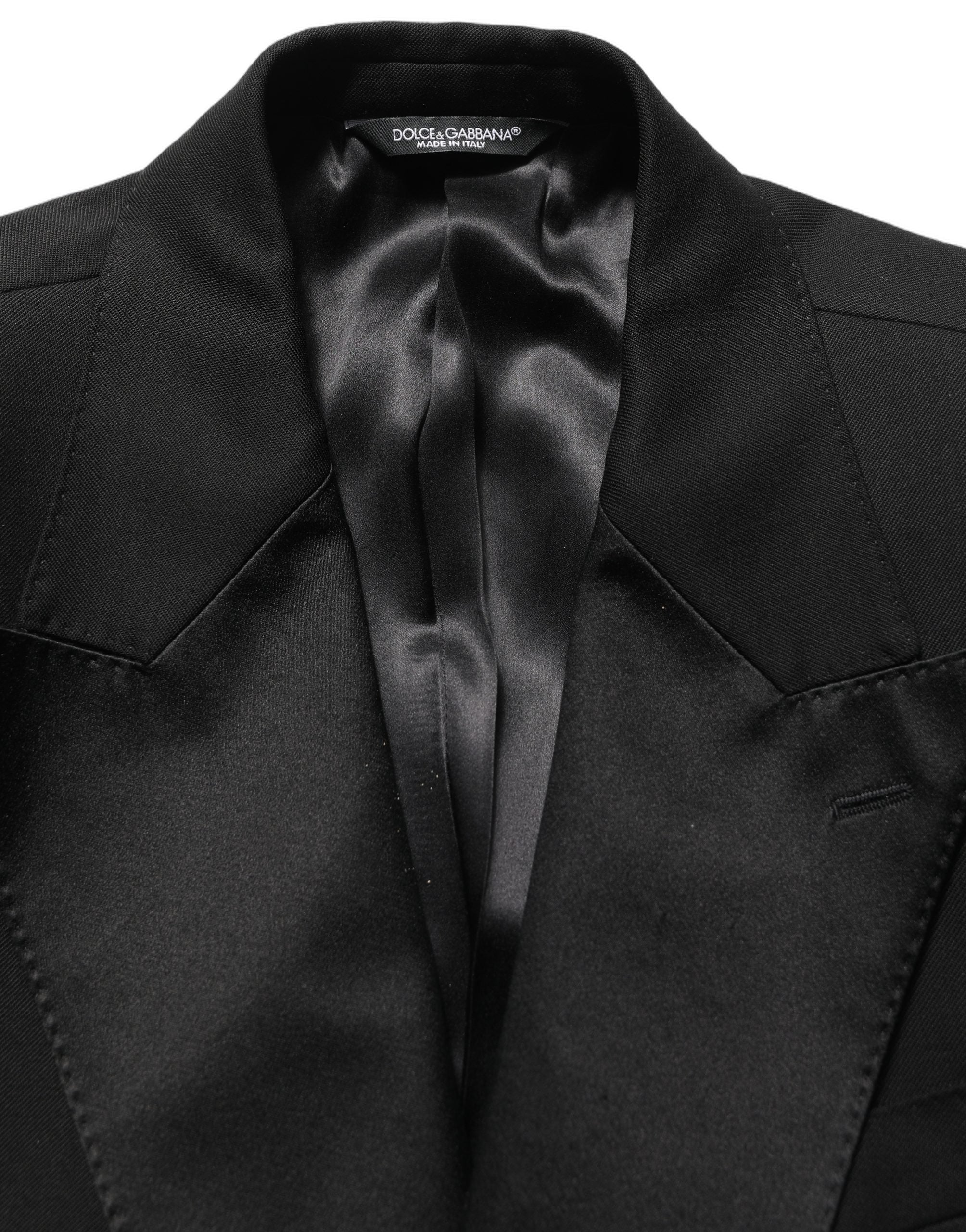 Dolce & Gabbana Black Wool Slim Fit Formal 3 Piece Men Suit