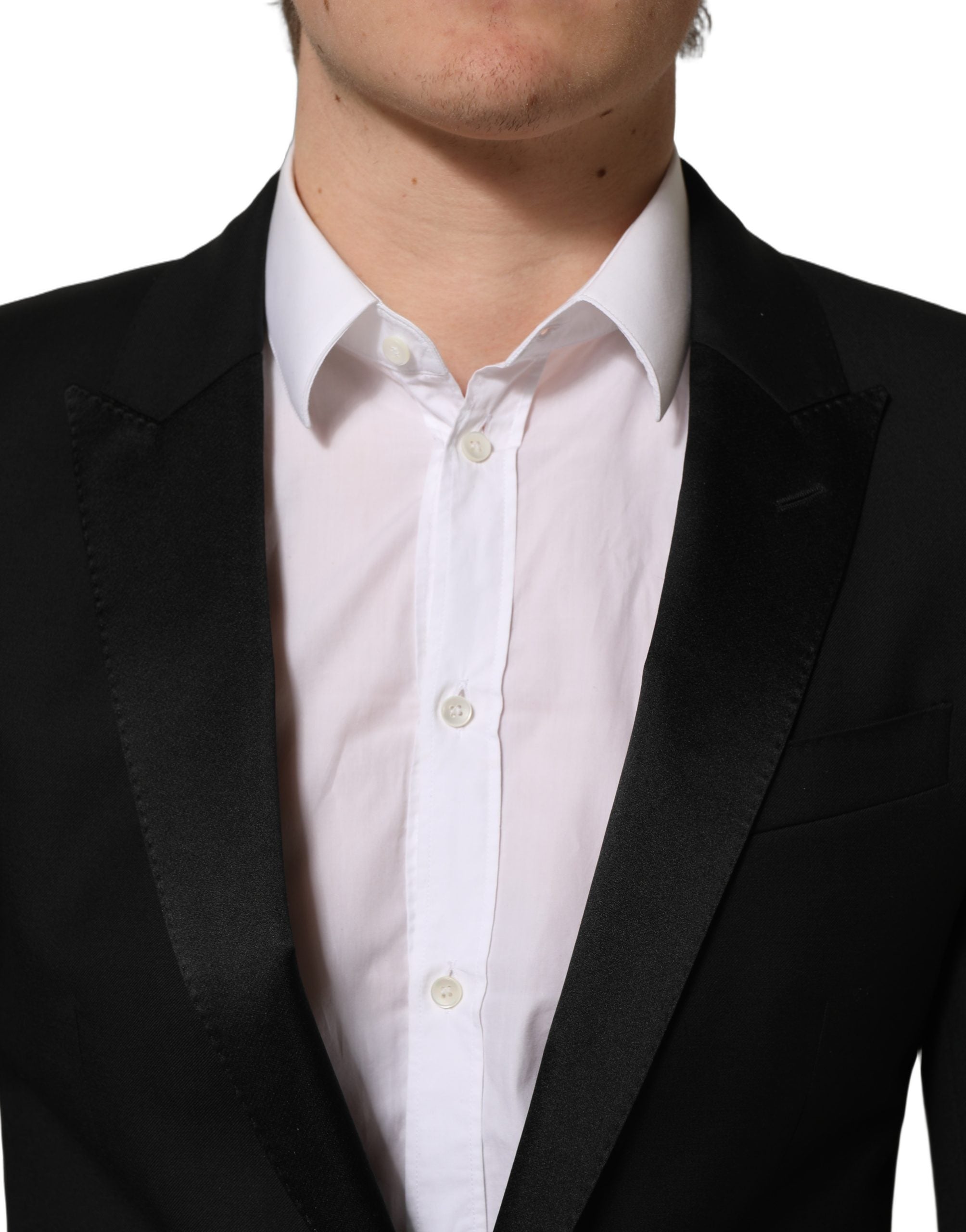 Dolce & Gabbana Black Wool Slim Fit Formal 2 Piece Men Suit