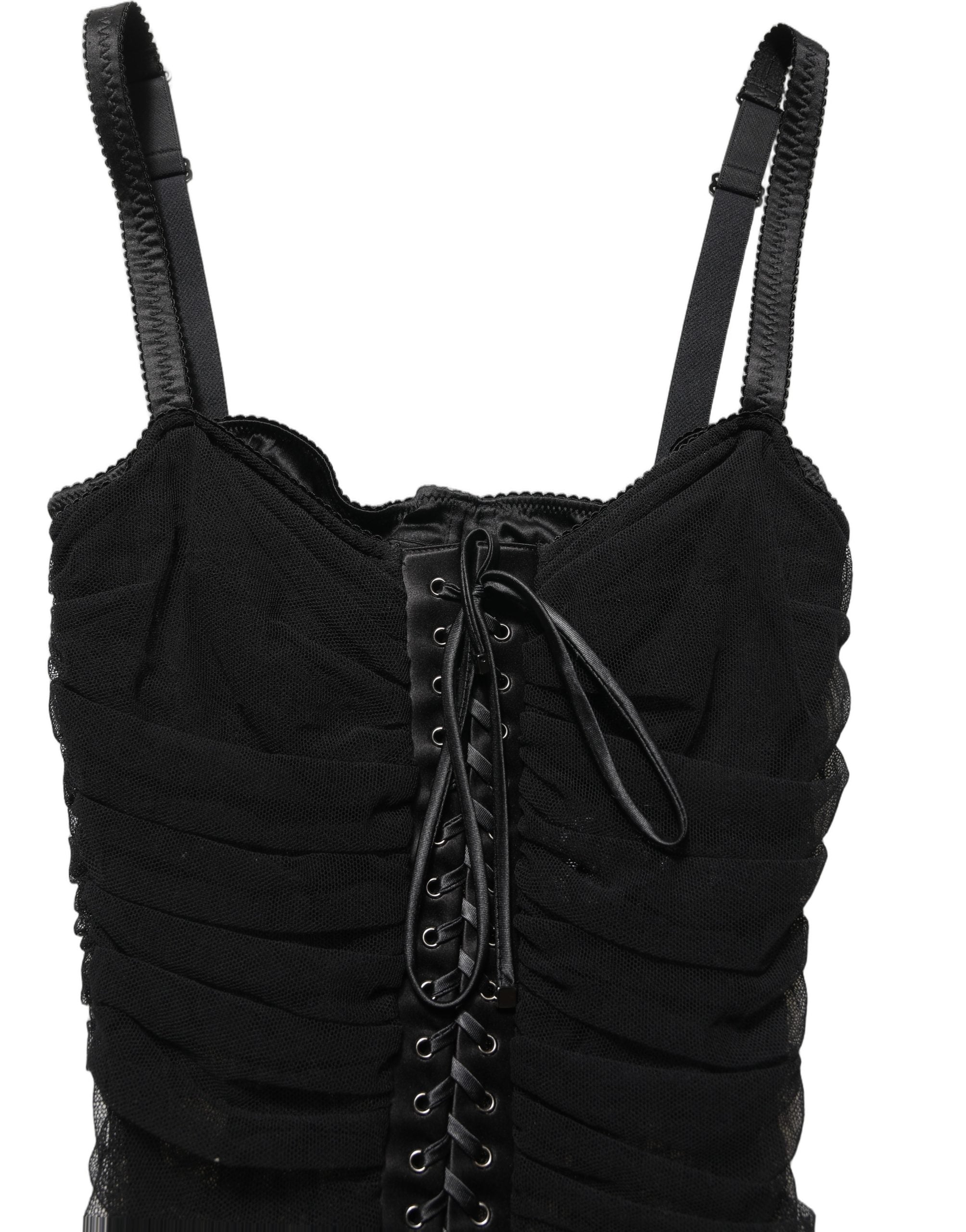 Dolce & Gabbana Black Bodycon Fitted Corset Style Mini Dress