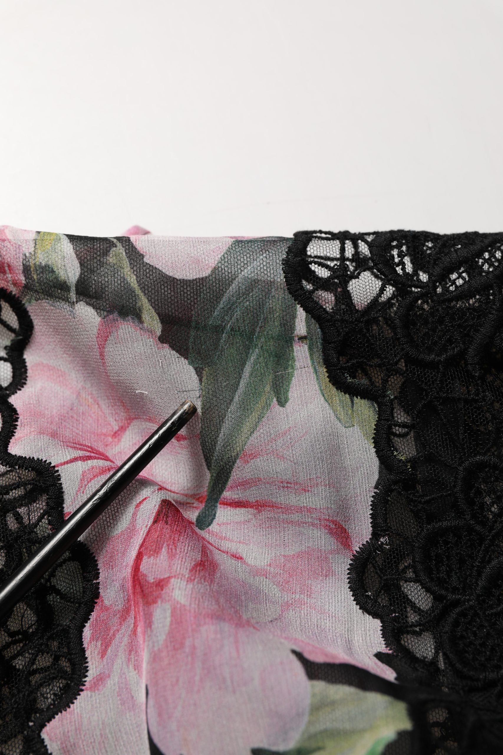 Dolce & Gabbana Black Floral Print Cotton Lace Maxi Dress
