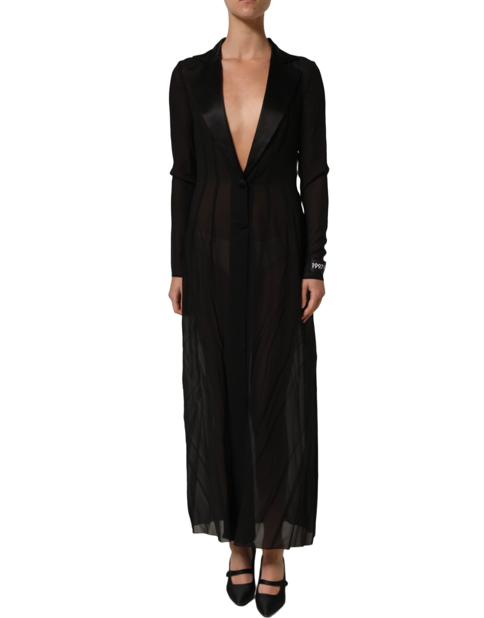 Dolce & Gabbana Black Silk Sheer Chiffon Long Maxi Dress