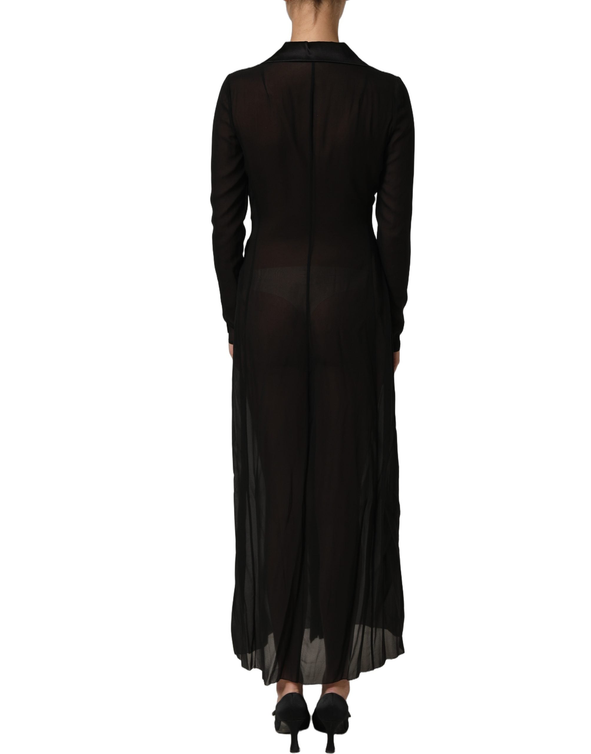 Dolce & Gabbana Black Silk Sheer Chiffon Long Maxi Dress