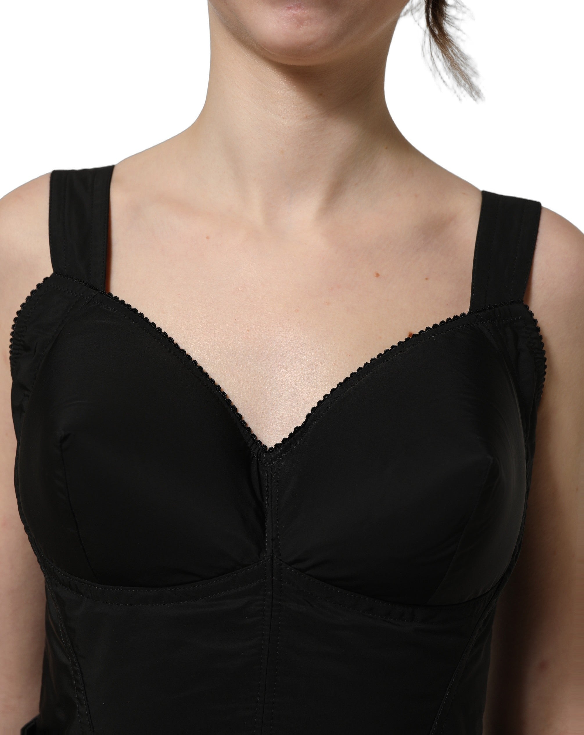 Dolce & Gabbana Black Nylon A-Line Sleeveless Mini Dress