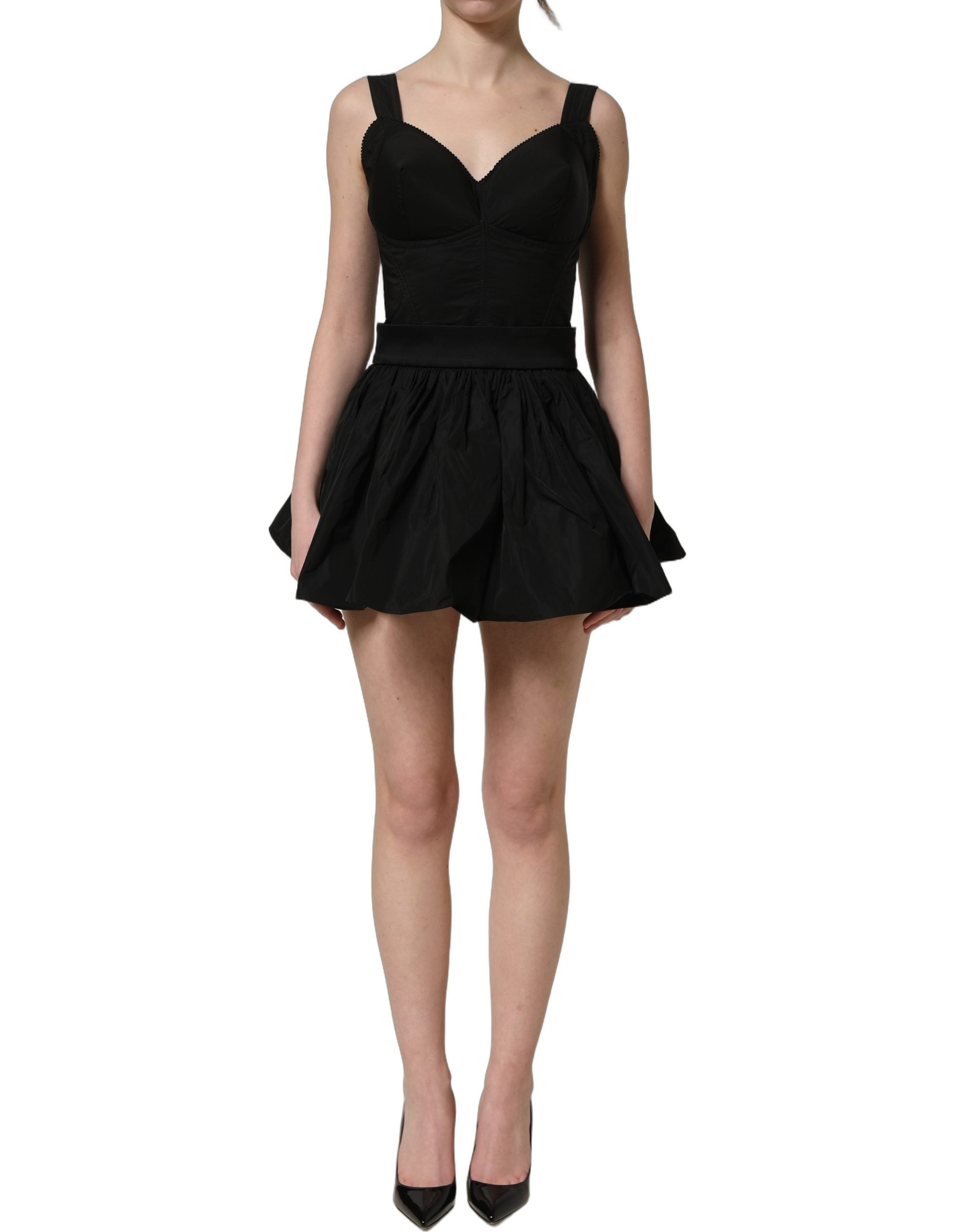 Dolce & Gabbana Black Nylon A-Line Sleeveless Mini Dress