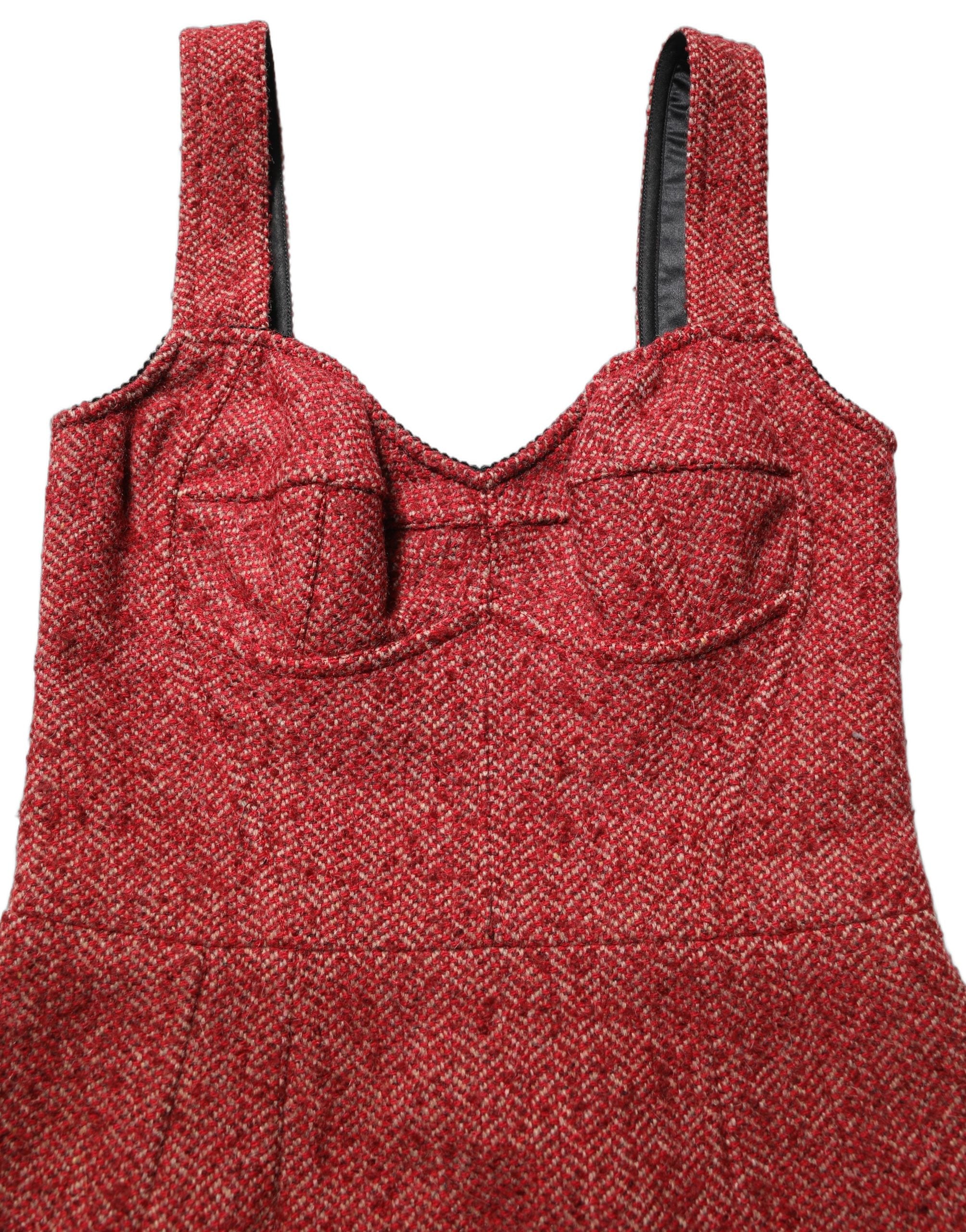 Dolce & Gabbana Multicolor Tweed Belted Babydoll Mini Dress