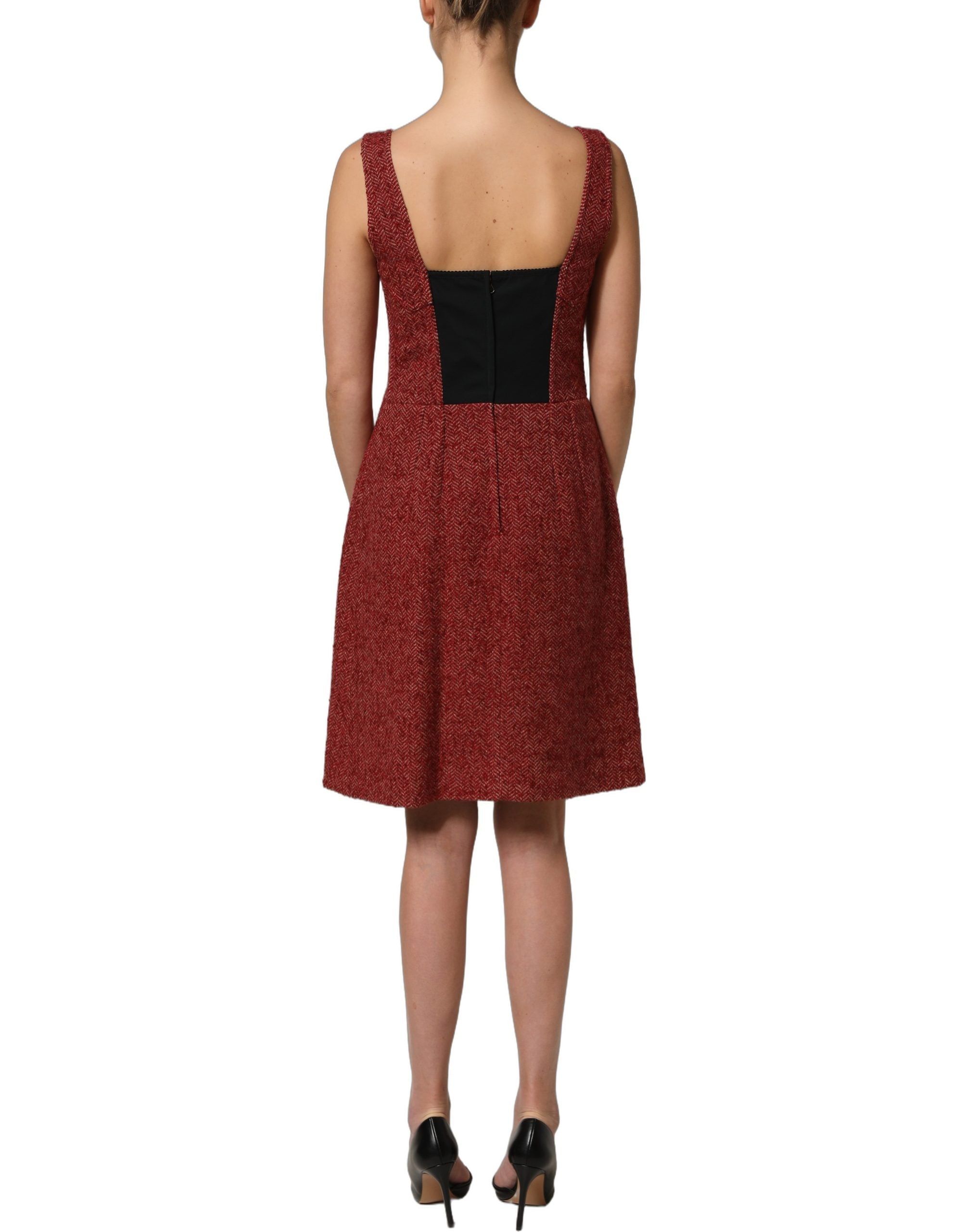 Dolce & Gabbana Multicolor Tweed Belted Babydoll Mini Dress