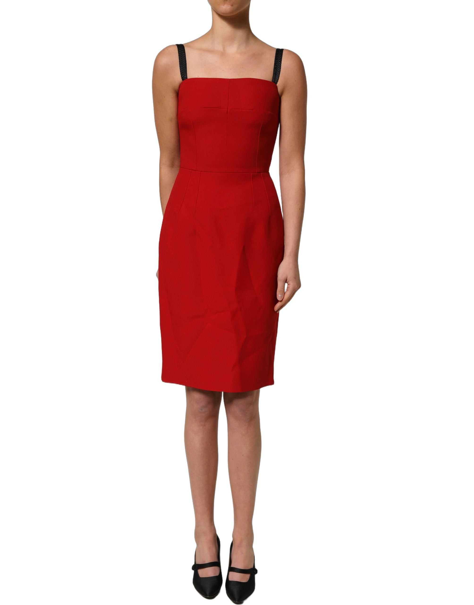Dolce & Gabbana Red Stretch Bodycon Sheath Knee Length Dress
