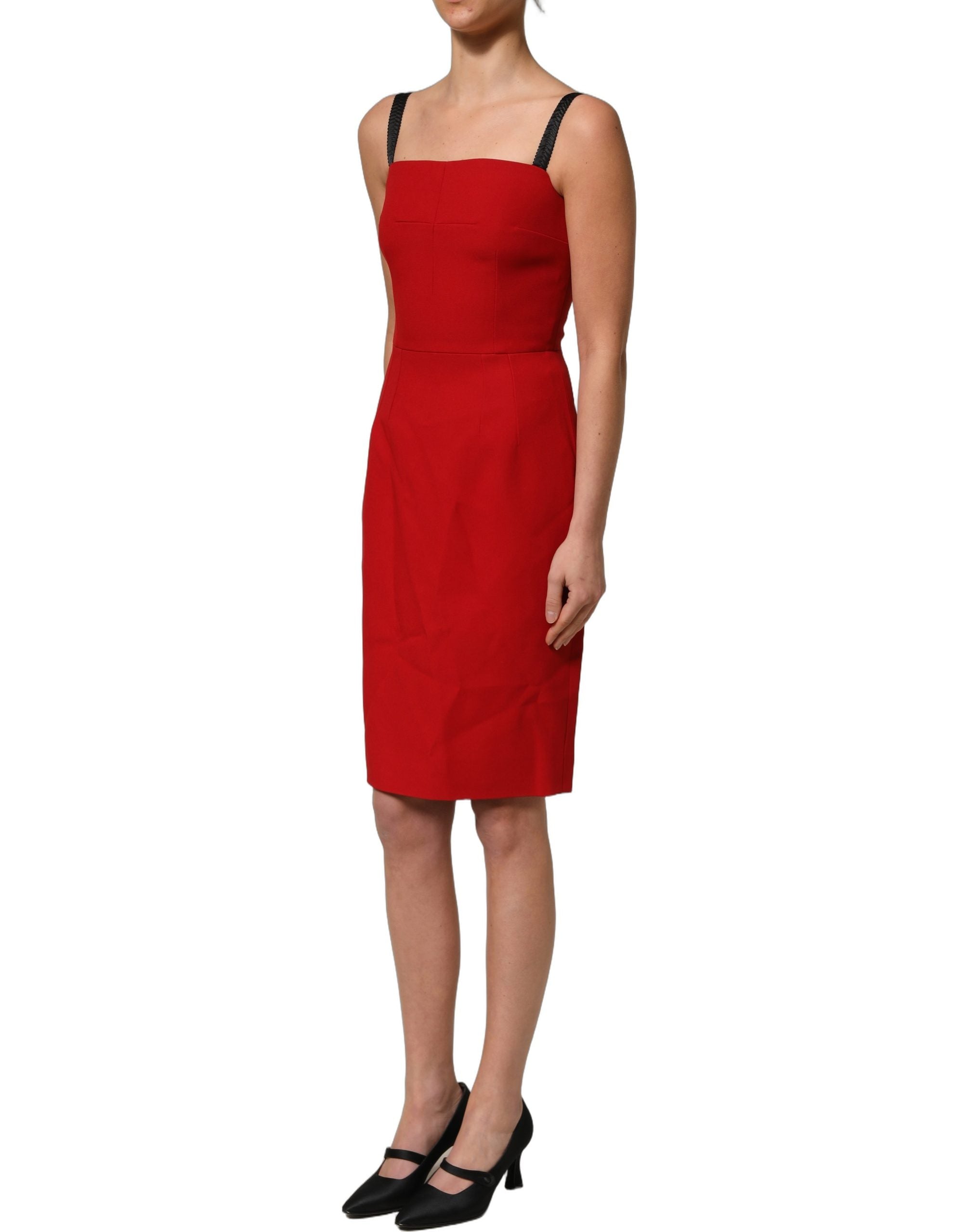 Dolce & Gabbana Red Stretch Bodycon Sheath Knee Length Dress