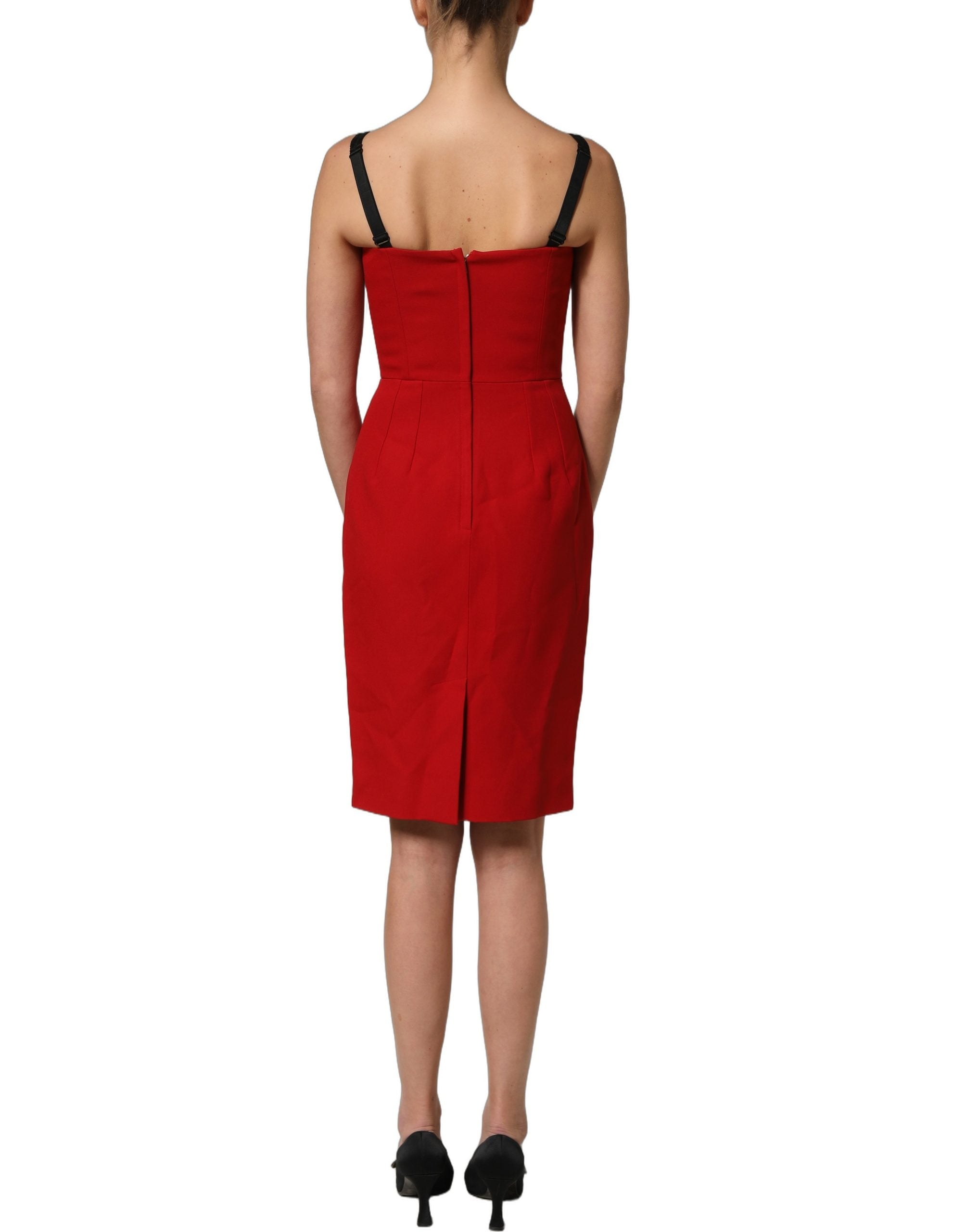 Dolce & Gabbana Red Stretch Bodycon Sheath Knee Length Dress