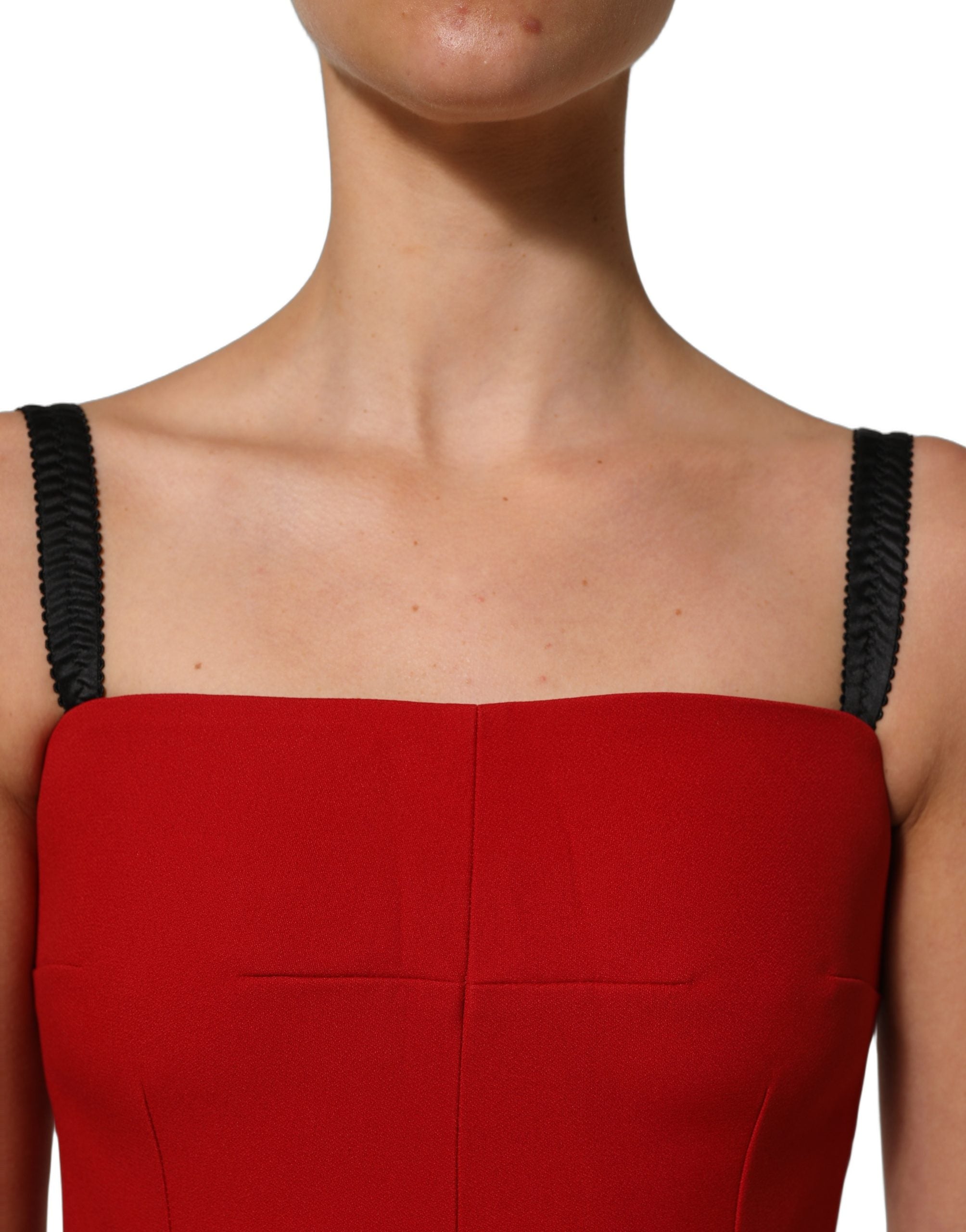 Dolce & Gabbana Red Stretch Bodycon Sheath Knee Length Dress