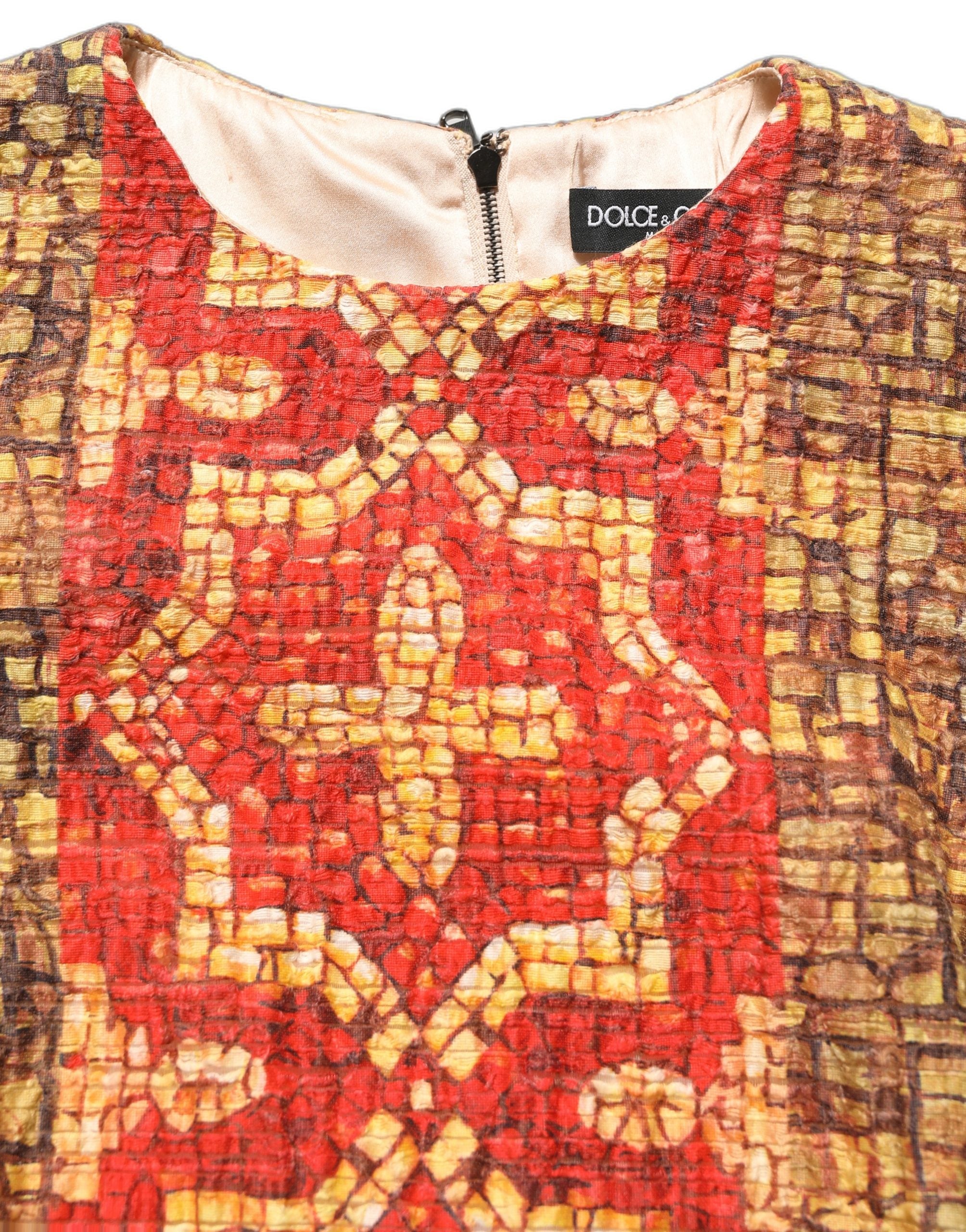 Dolce & Gabbana Multicolor Mosaic Long Sleeves Mini Dress