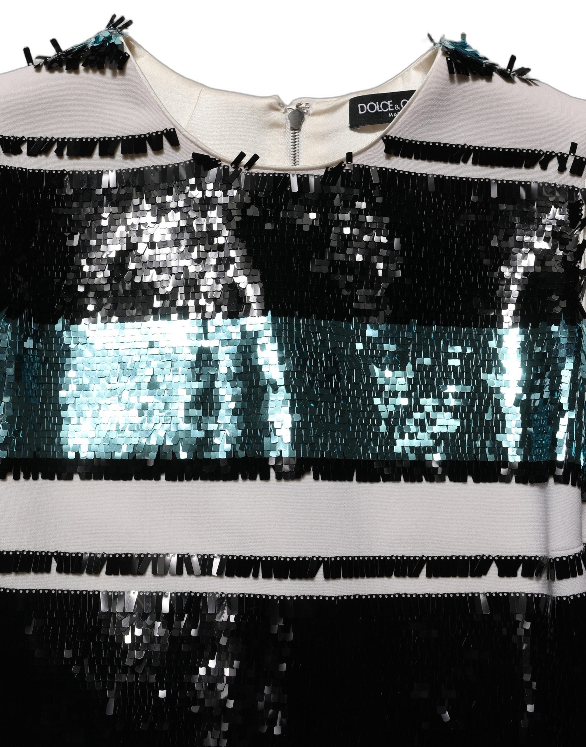 Dolce & Gabbana Multicolor Sequined Sleeveless Shift Dress