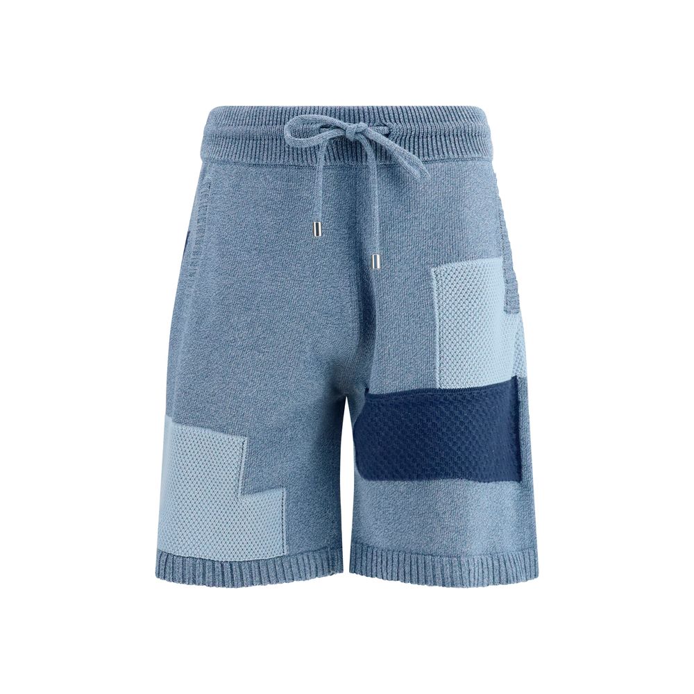 Laneus Blue Cotton Bermuda Shorts