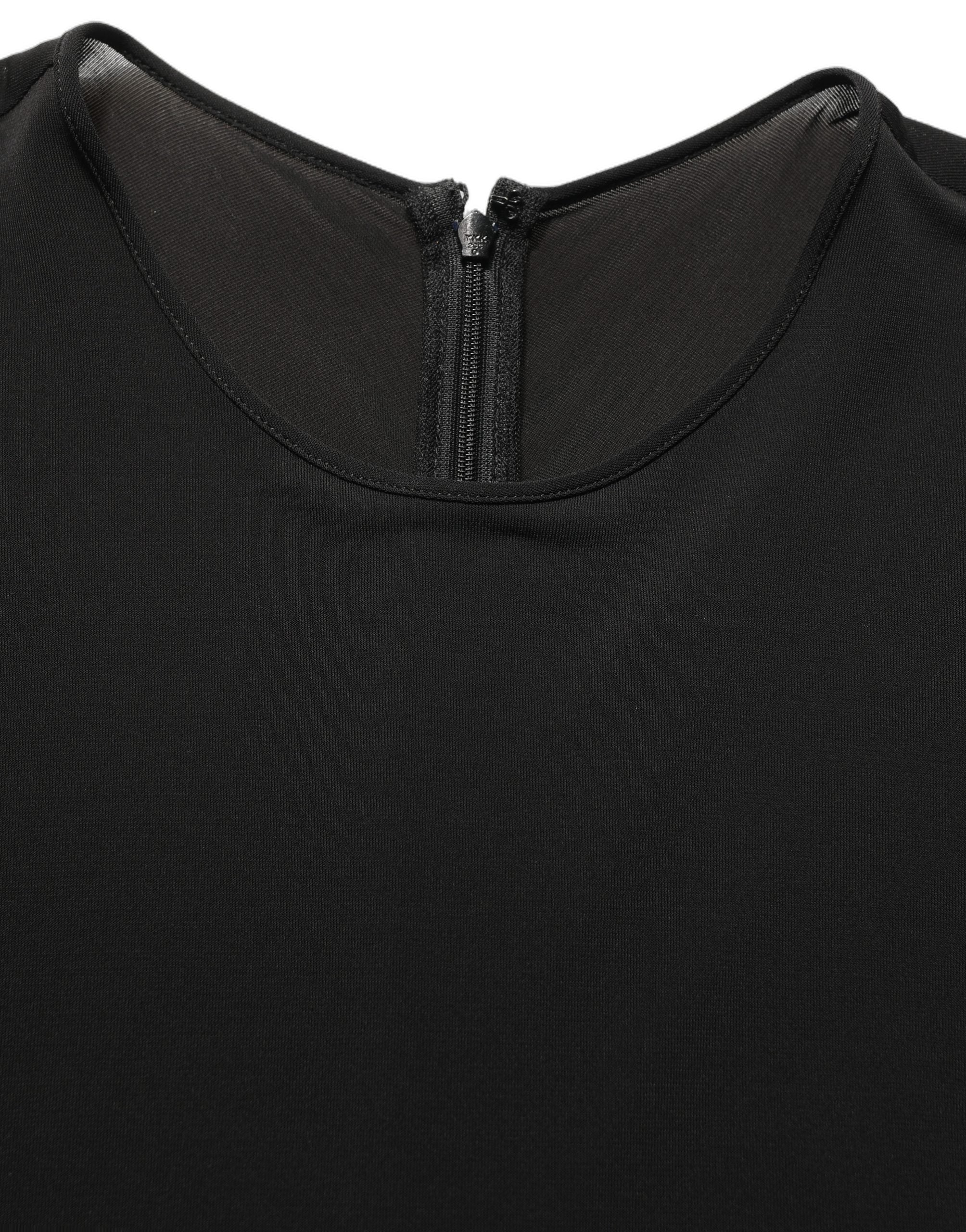 Dolce & Gabbana Black Cotton Long Sleeves Sheath Maxi Dress