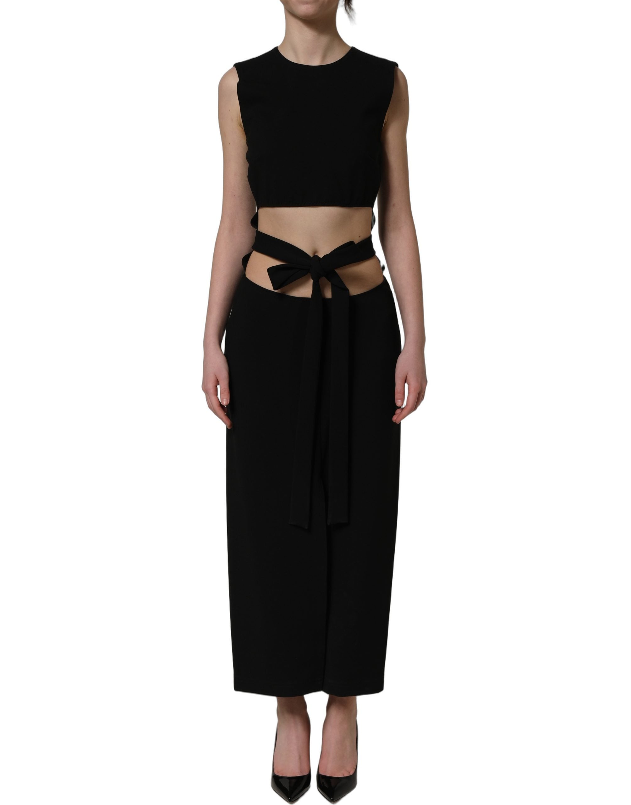 Dolce & Gabbana Black Cut Out Detail Sleeveless Maxi Dress