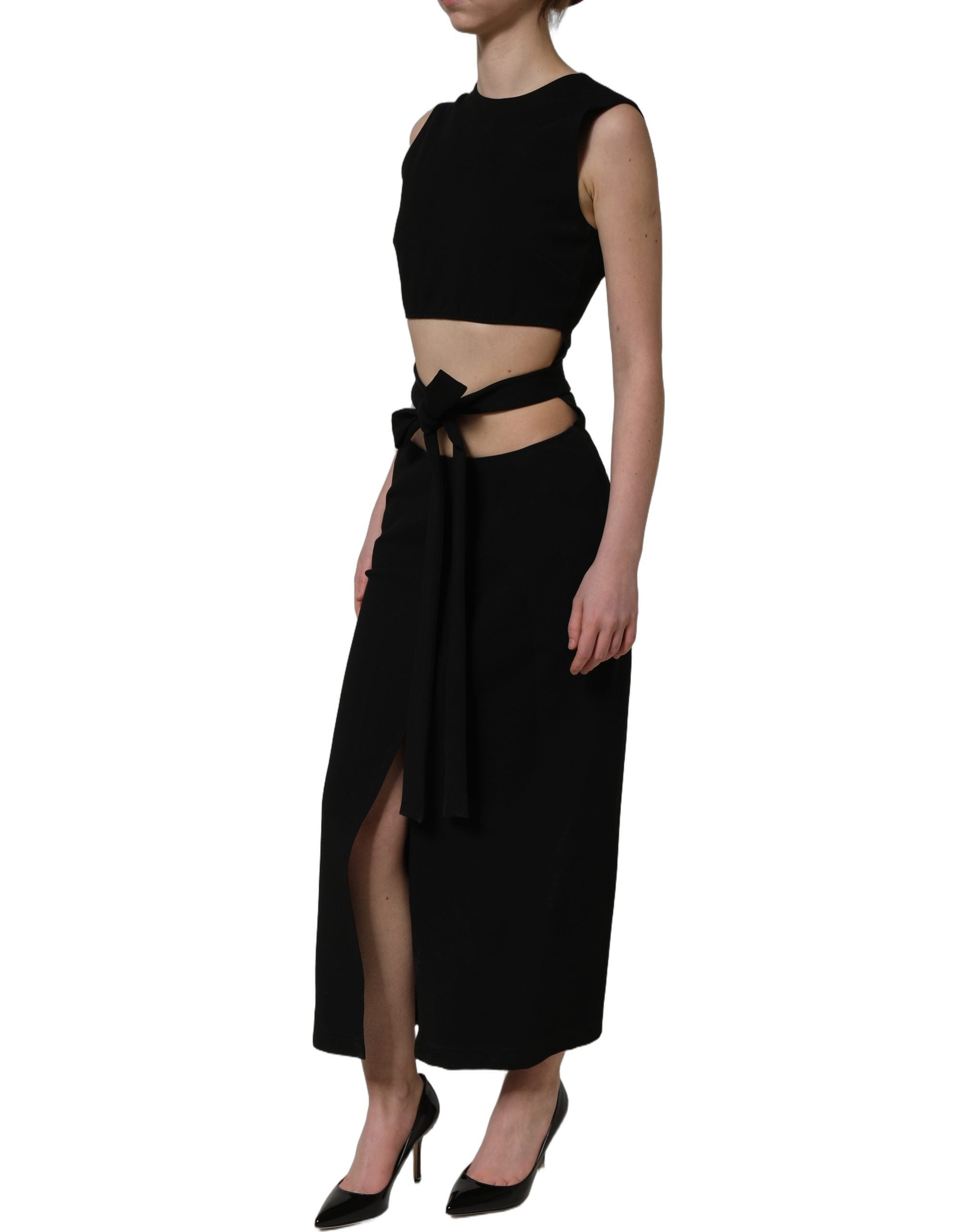 Dolce & Gabbana Black Cut Out Detail Sleeveless Maxi Dress