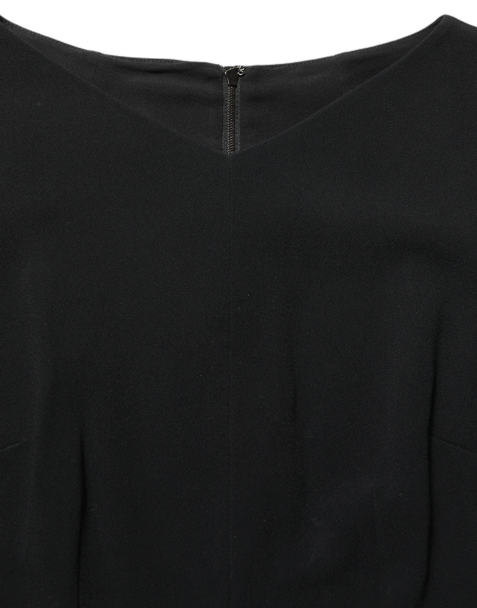 Dolce & Gabbana Black Viscose Short Sleeve A-line Midi Dress