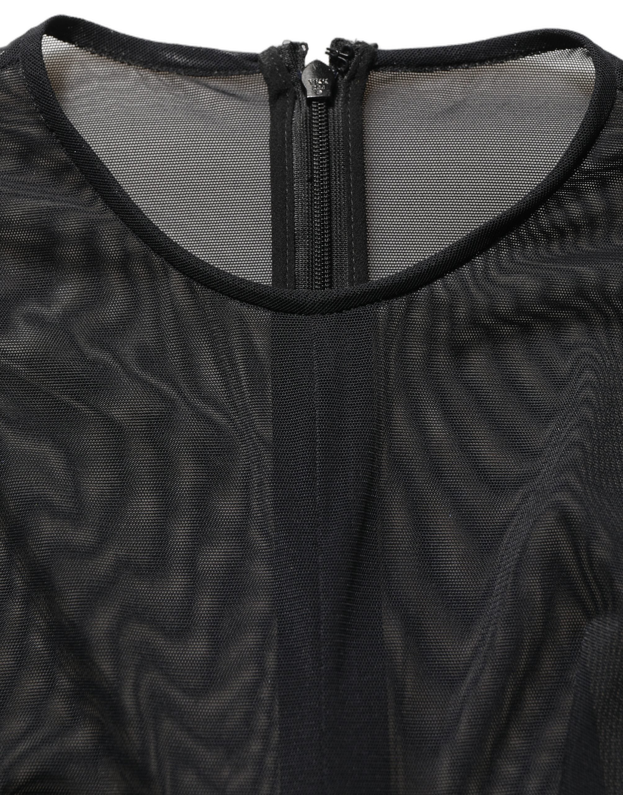 Dolce & Gabbana Black Long Sleeve Sheer Fitted Maxi Dress