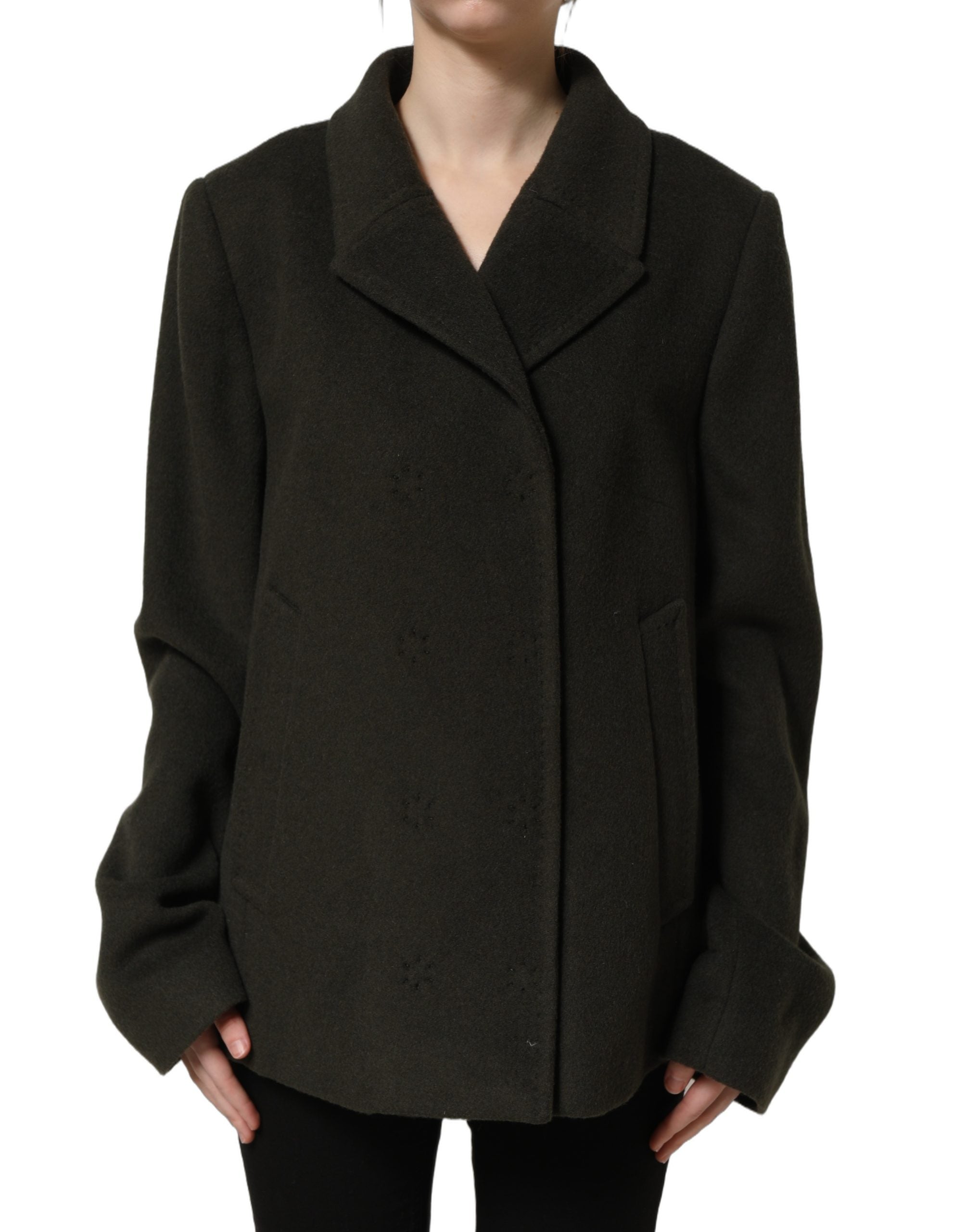Dolce & Gabbana Dark Green Double Breasted Peacoat Jacket