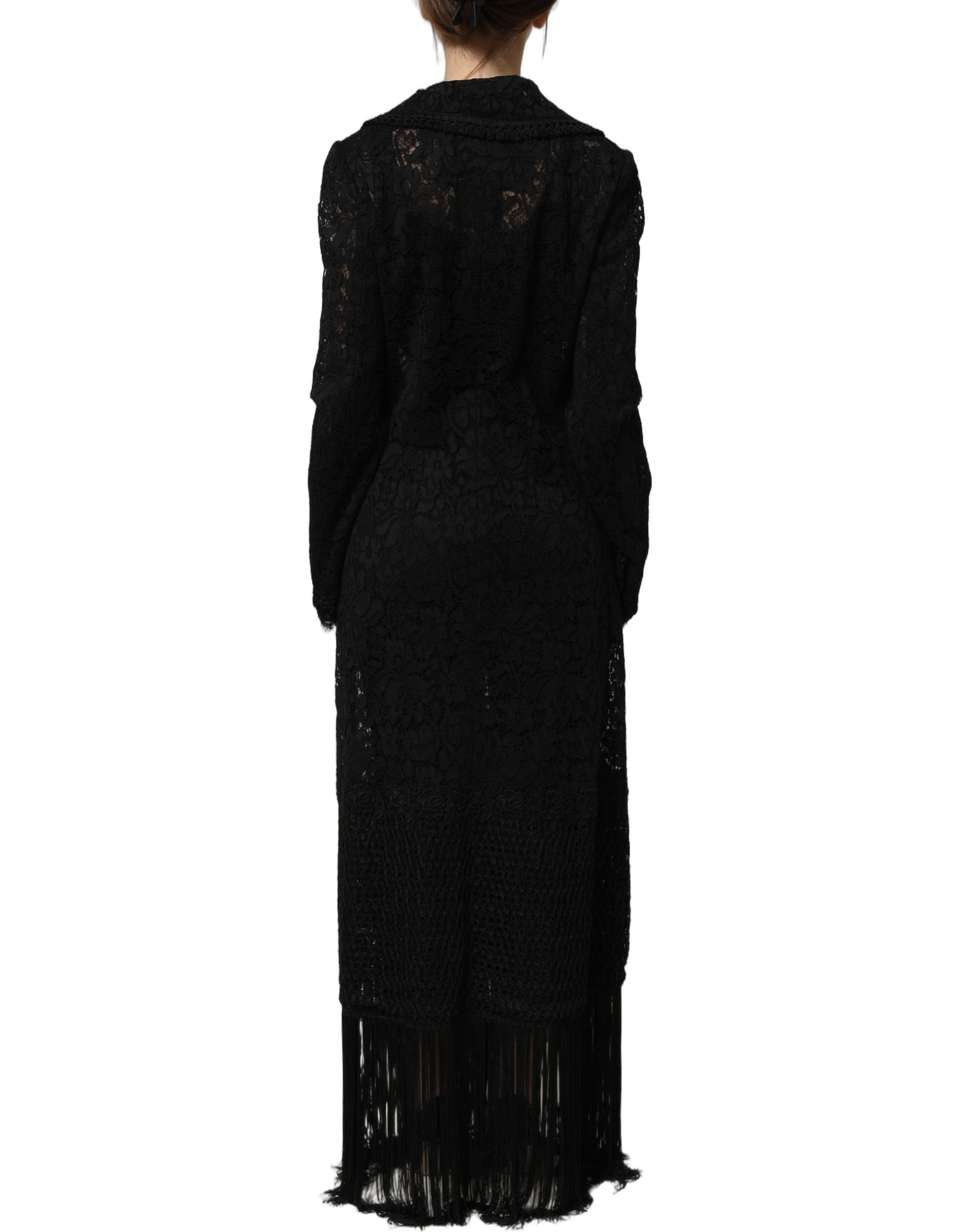 Dolce & Gabbana Black Embellished Guipure Lace Coat Jacket
