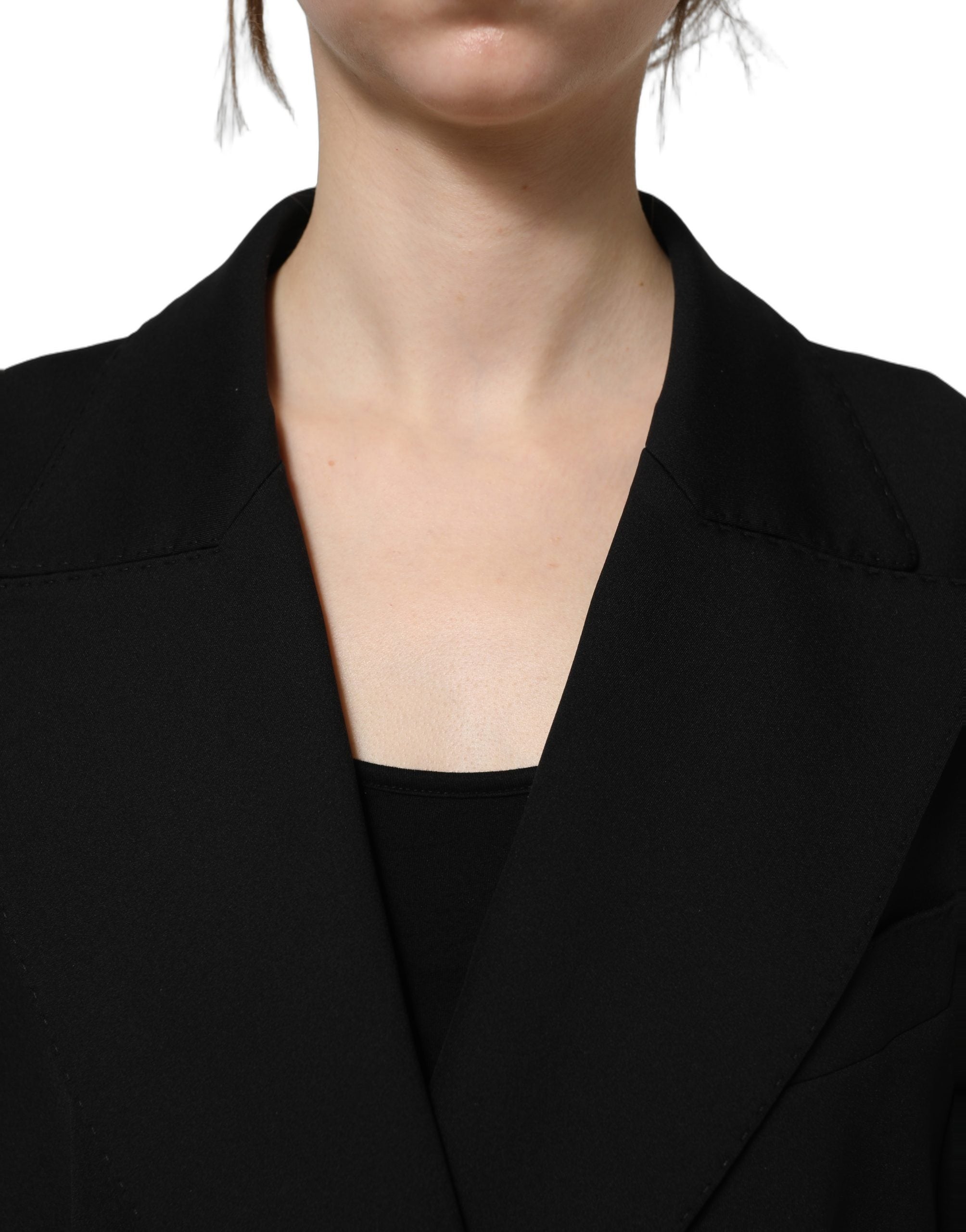 Dolce & Gabbana Black Double Breasted Crepe Blazer Jacket
