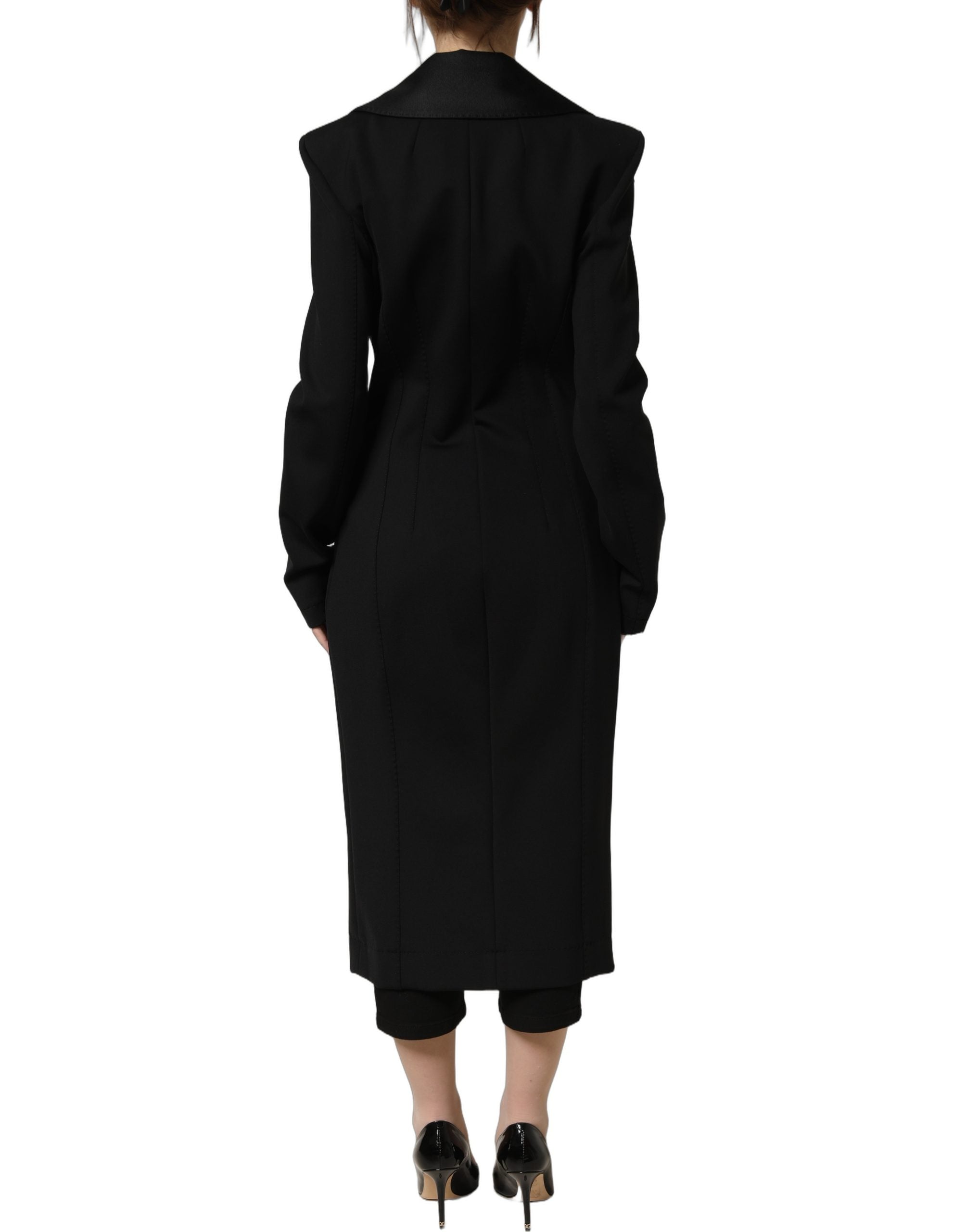Dolce & Gabbana Black Nylon Double Breasted Coat Jacket