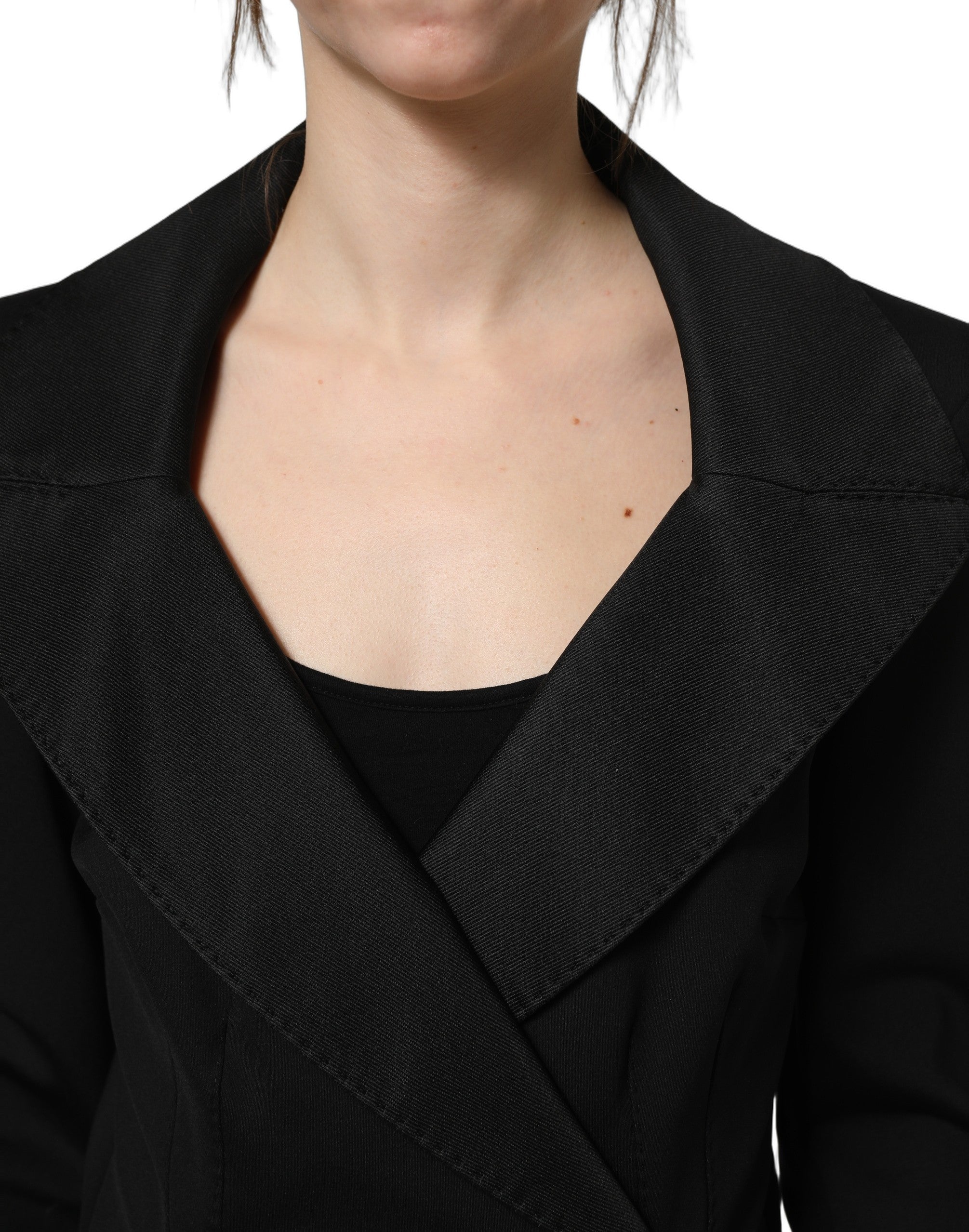 Dolce & Gabbana Black Nylon Double Breasted Coat Jacket