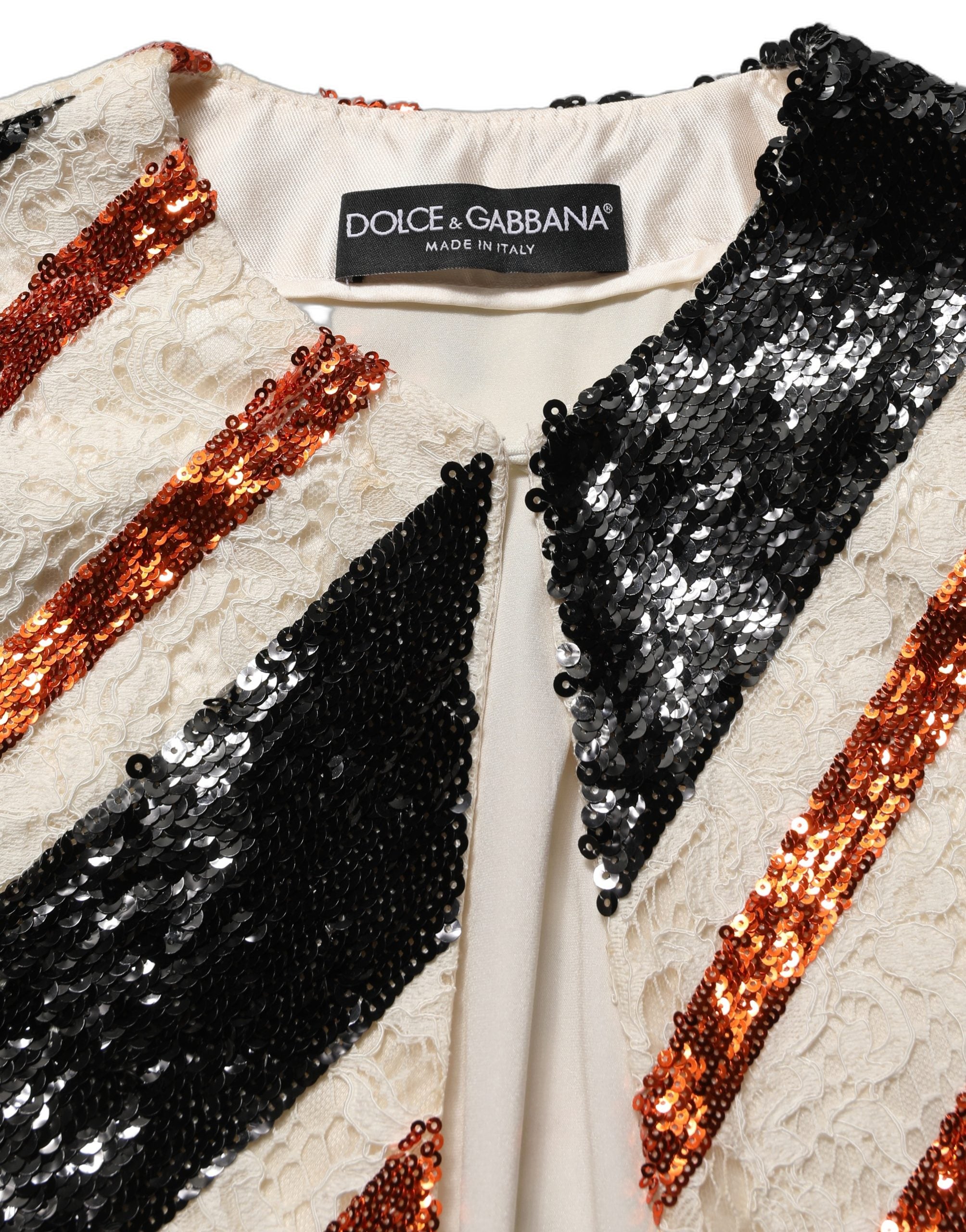 Dolce & Gabbana Multicolor Stripe Sequin Duster Coat Jacket