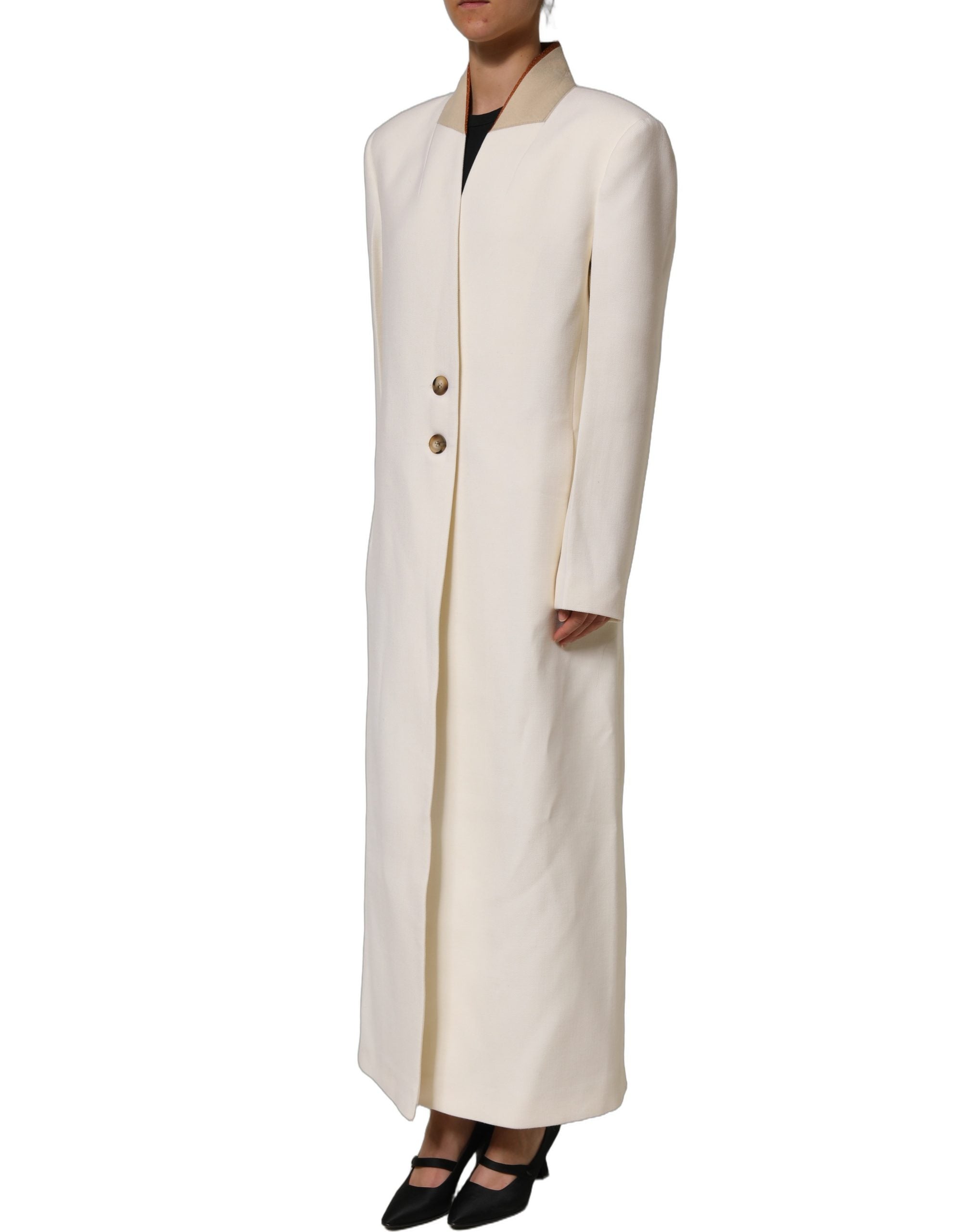 Di Stavnitser Antwerp White Wool Long Trench Coat Jacket