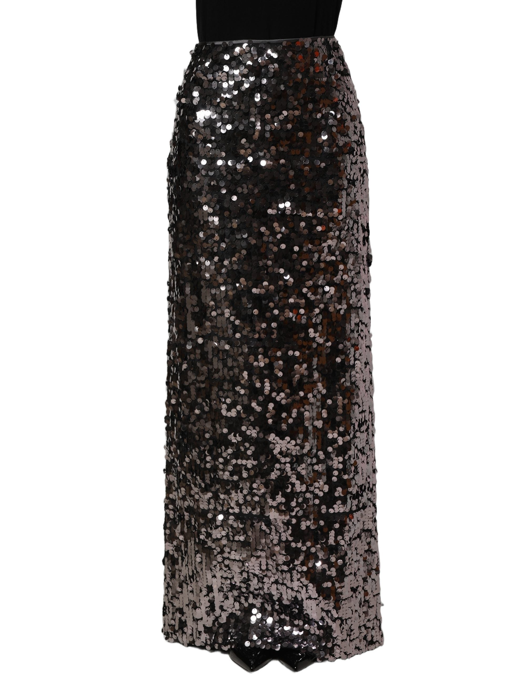 Dolce & Gabbana Brown Sequinned Embellished Pencil Cut Skirt