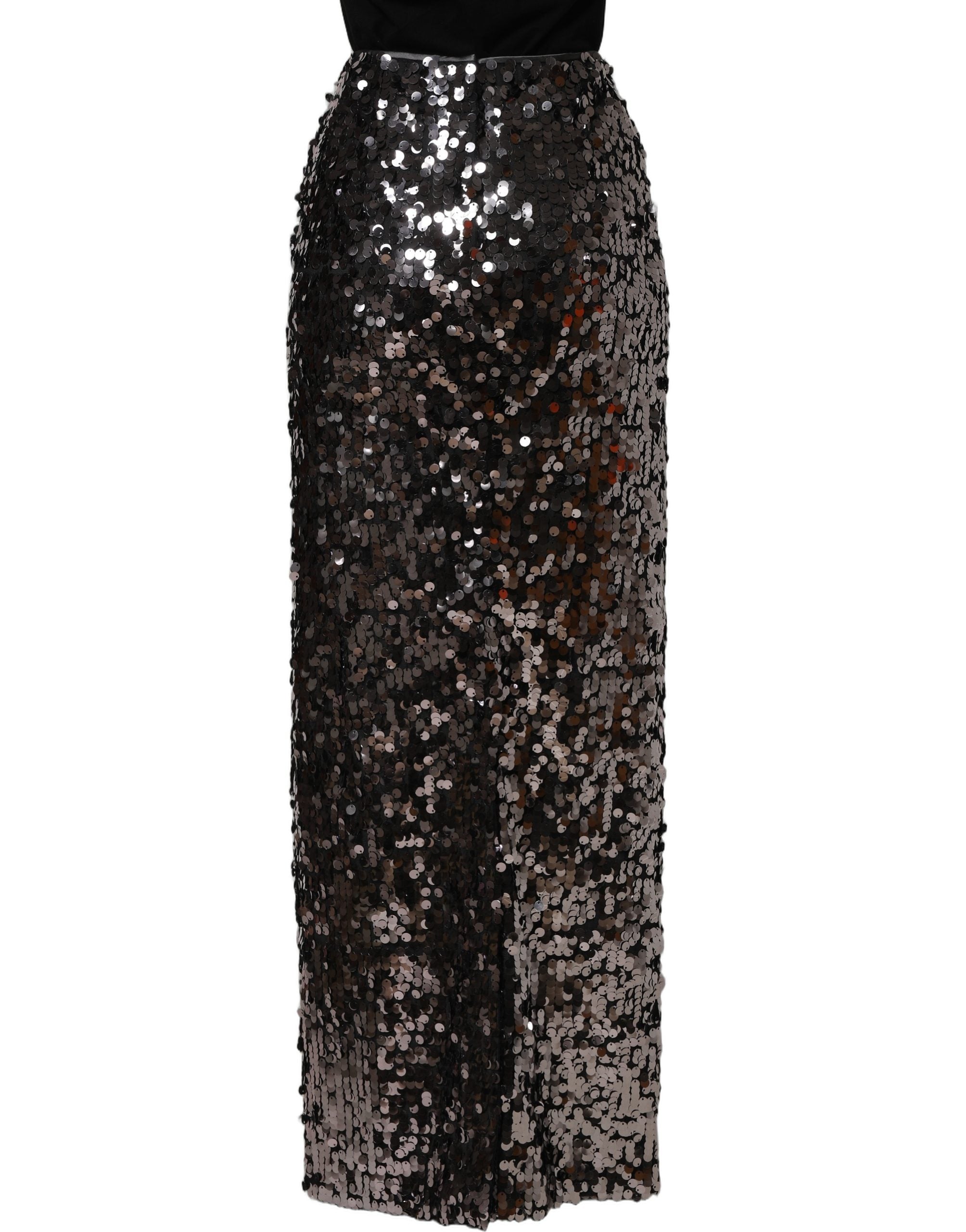 Dolce & Gabbana Brown Sequinned Embellished Pencil Cut Skirt