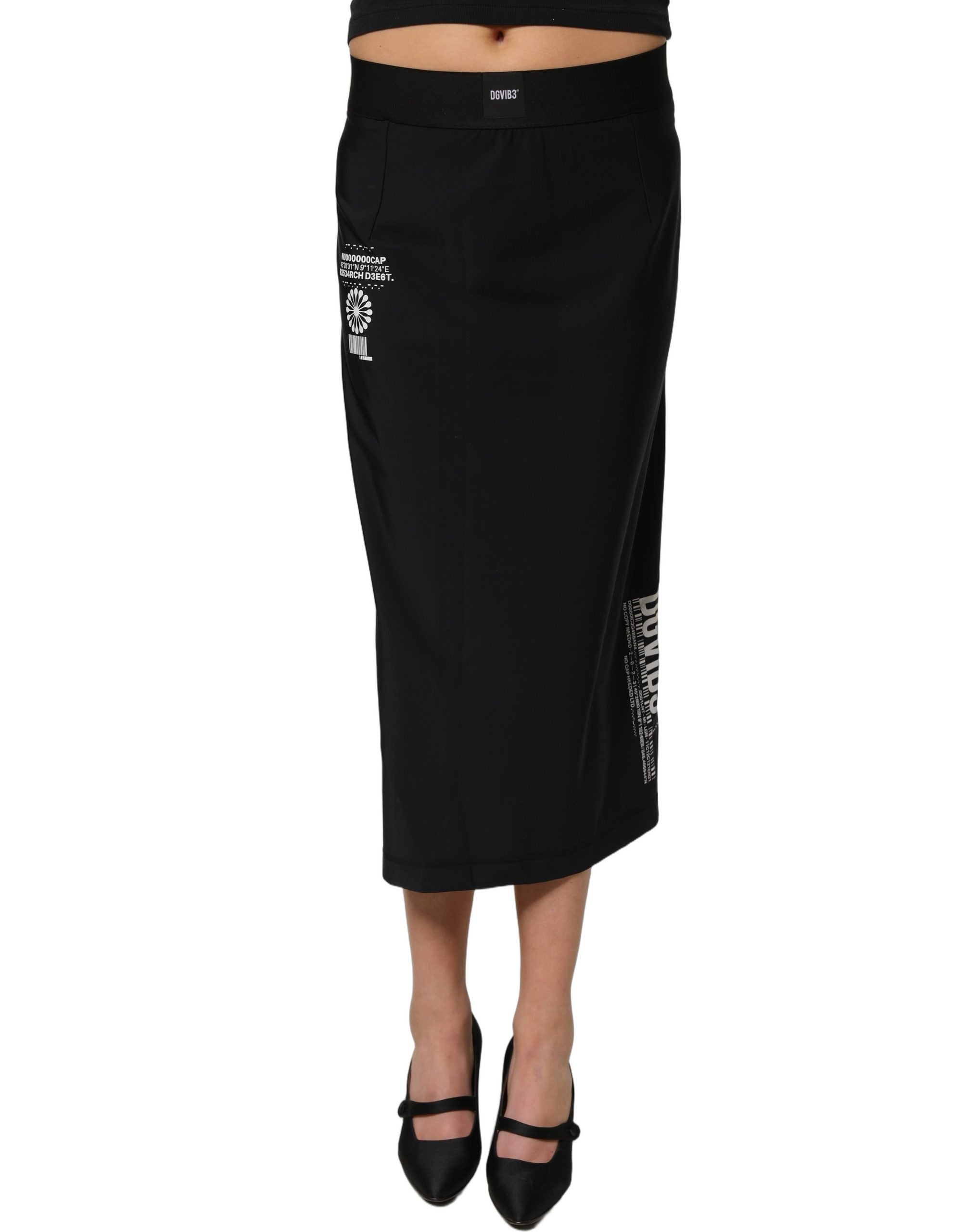 Dolce & Gabbana Black DGVIB3 Stretch Jersey Midi Pencil Cut Skirt