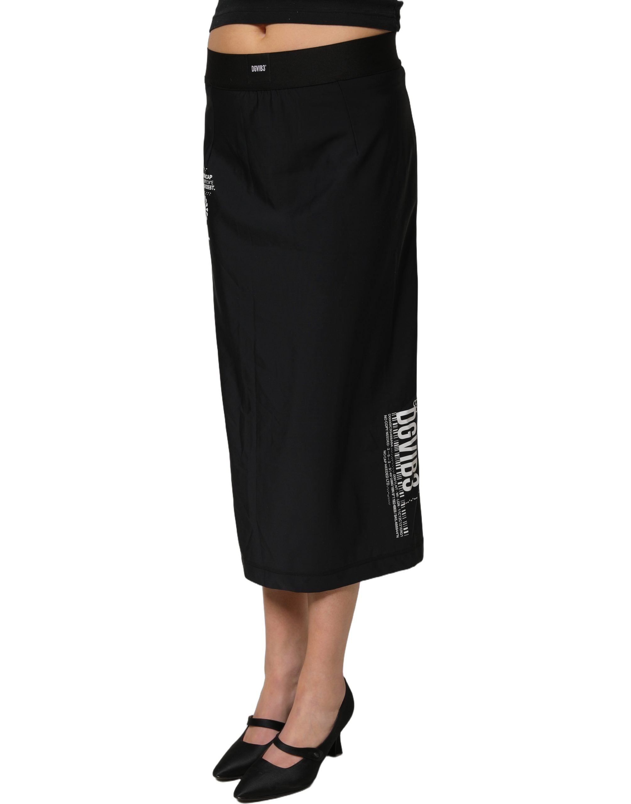 Dolce & Gabbana Black DGVIB3 Stretch Jersey Midi Pencil Cut Skirt
