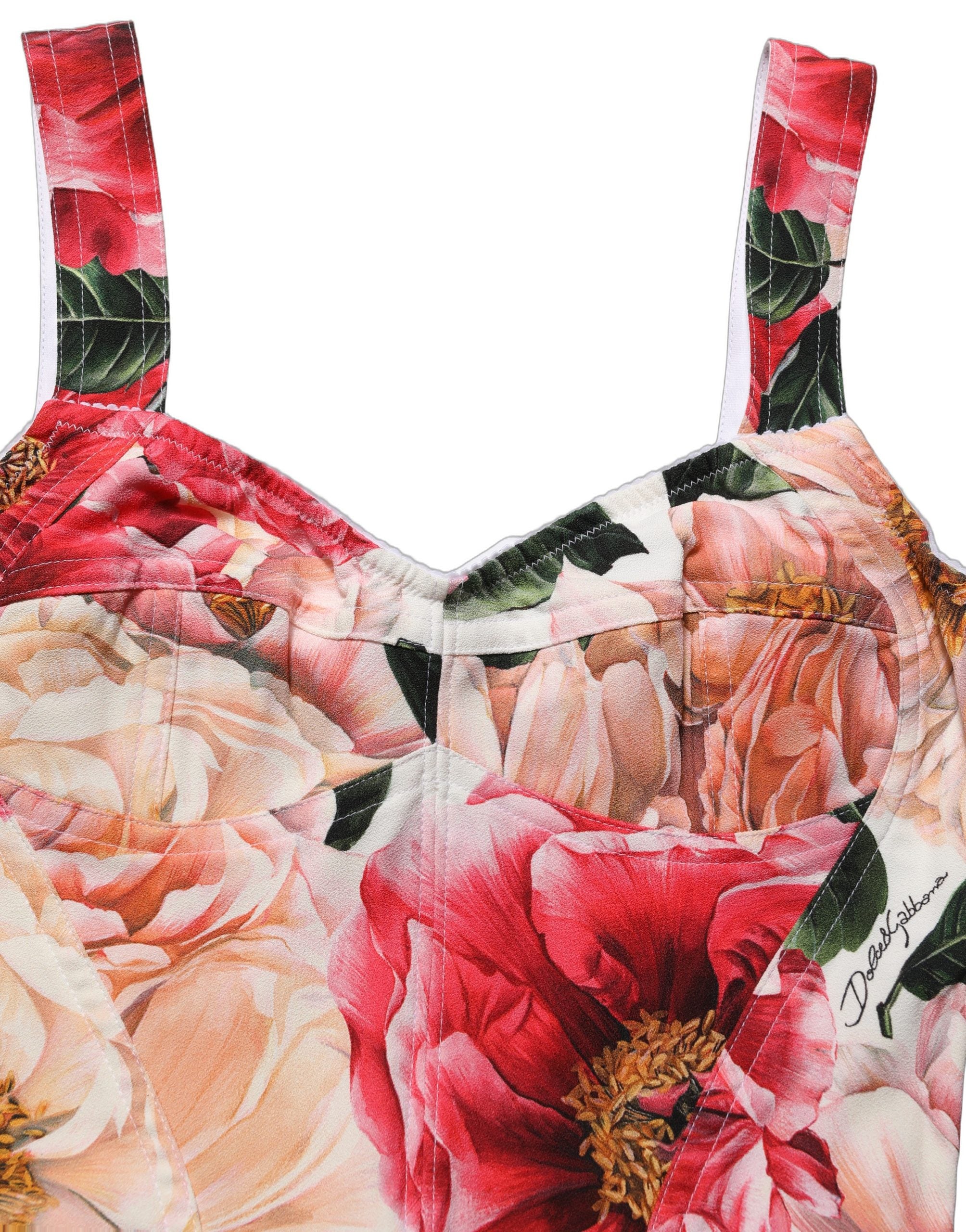 Dolce & Gabbana Multicolor Floral Cropped Bustier Tank Top
