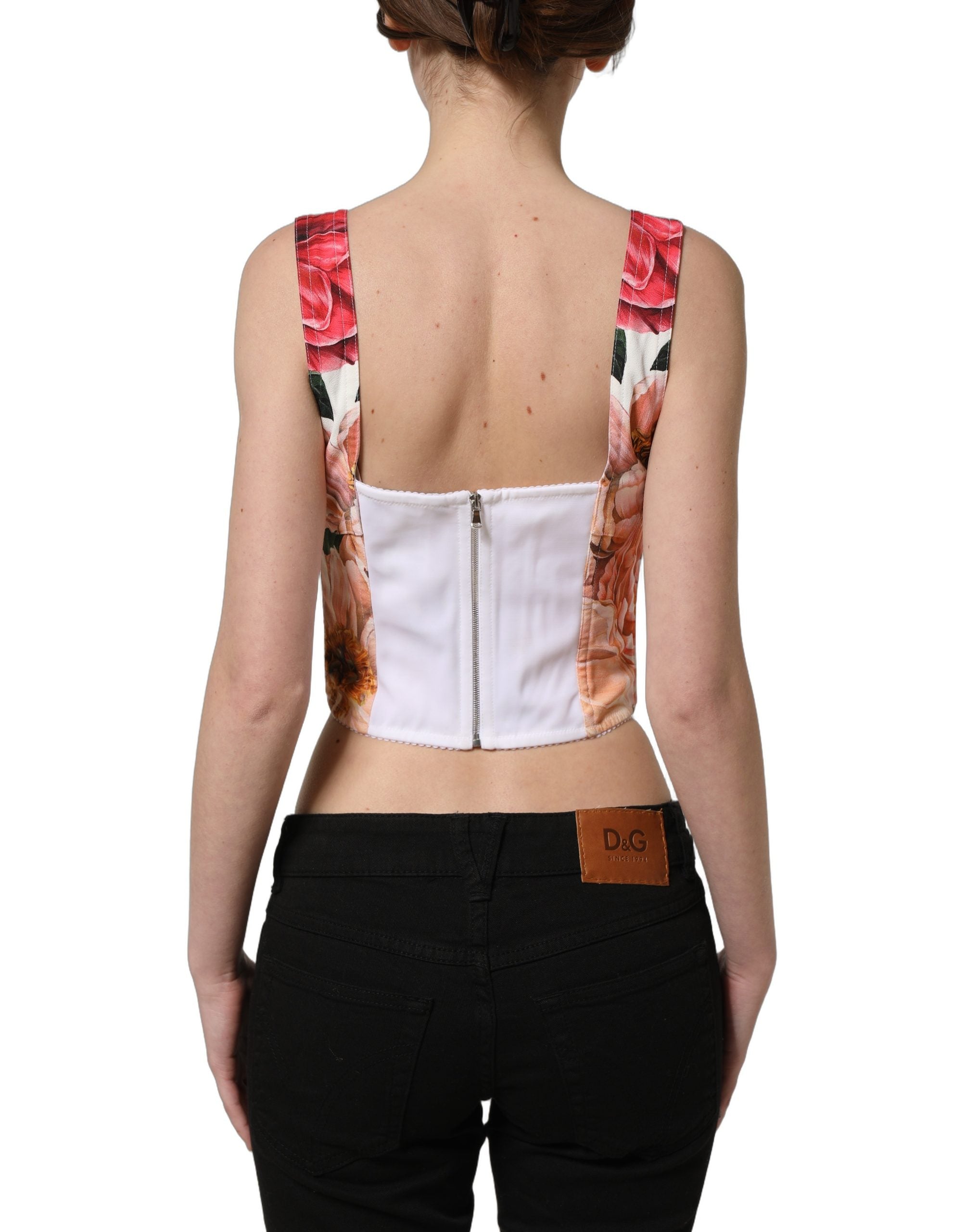 Dolce & Gabbana Multicolor Floral Cropped Bustier Tank Top