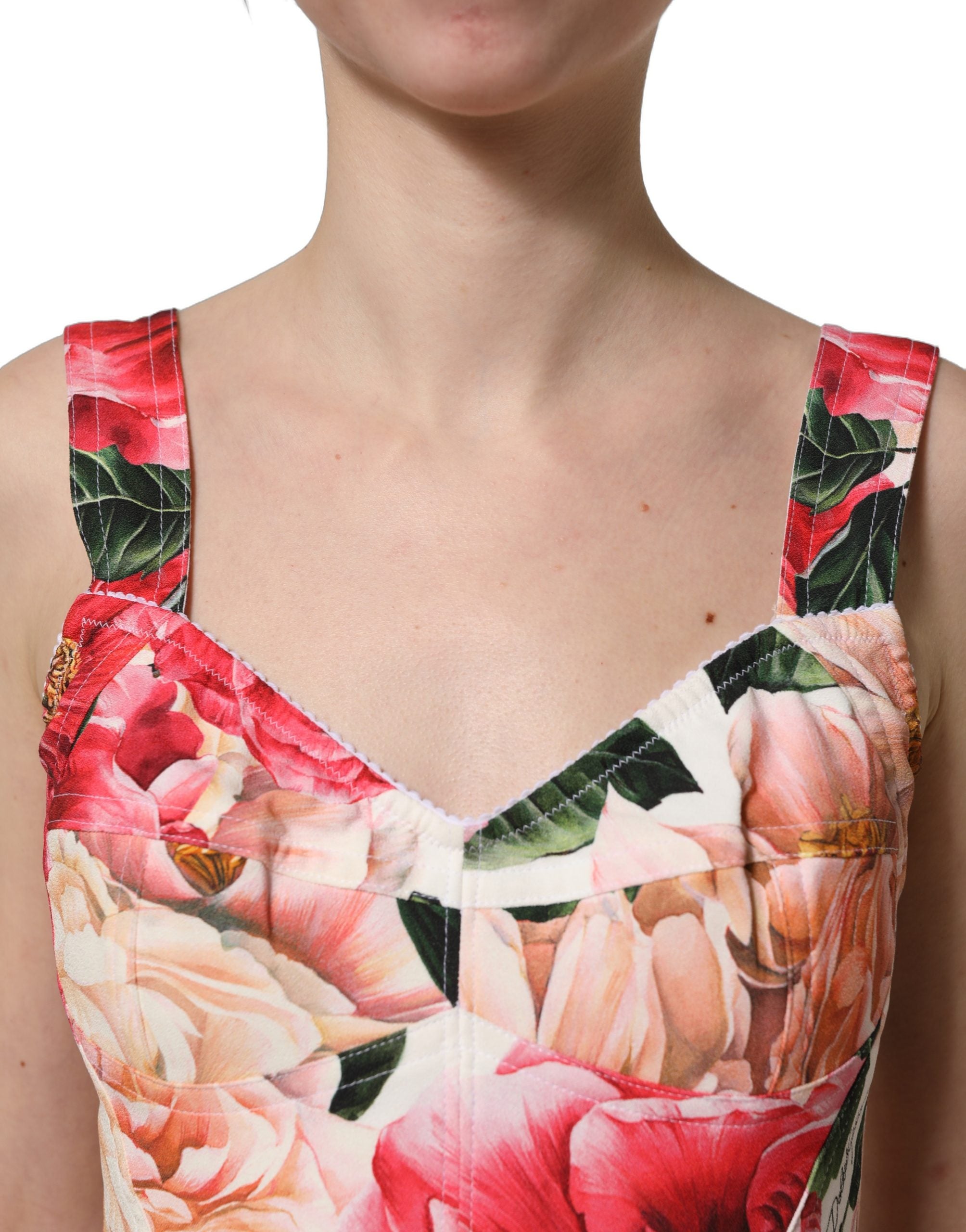 Dolce & Gabbana Multicolor Floral Cropped Bustier Tank Top