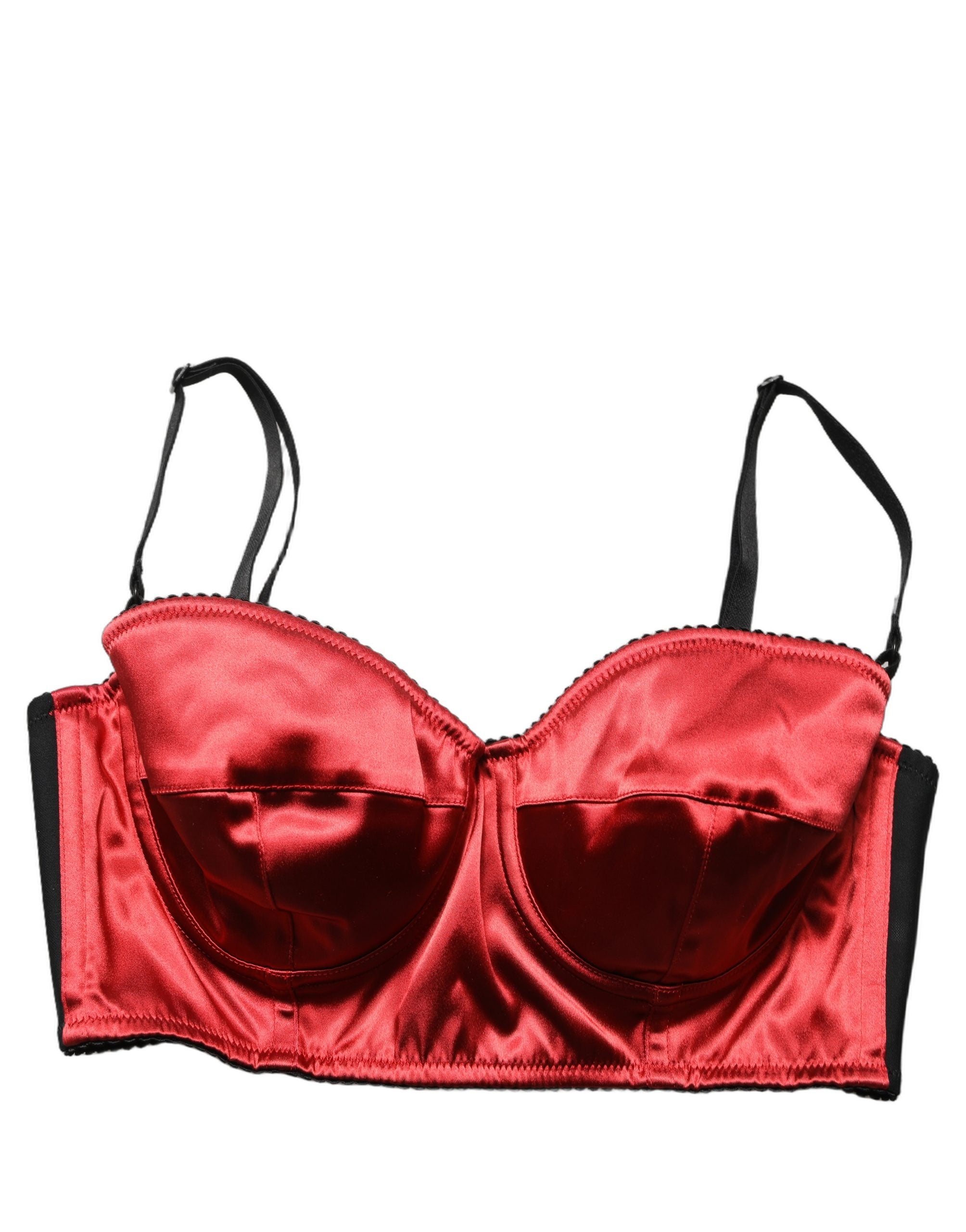 Dolce & Gabbana Red Polyester Satin Bustier Cropped Tank Top