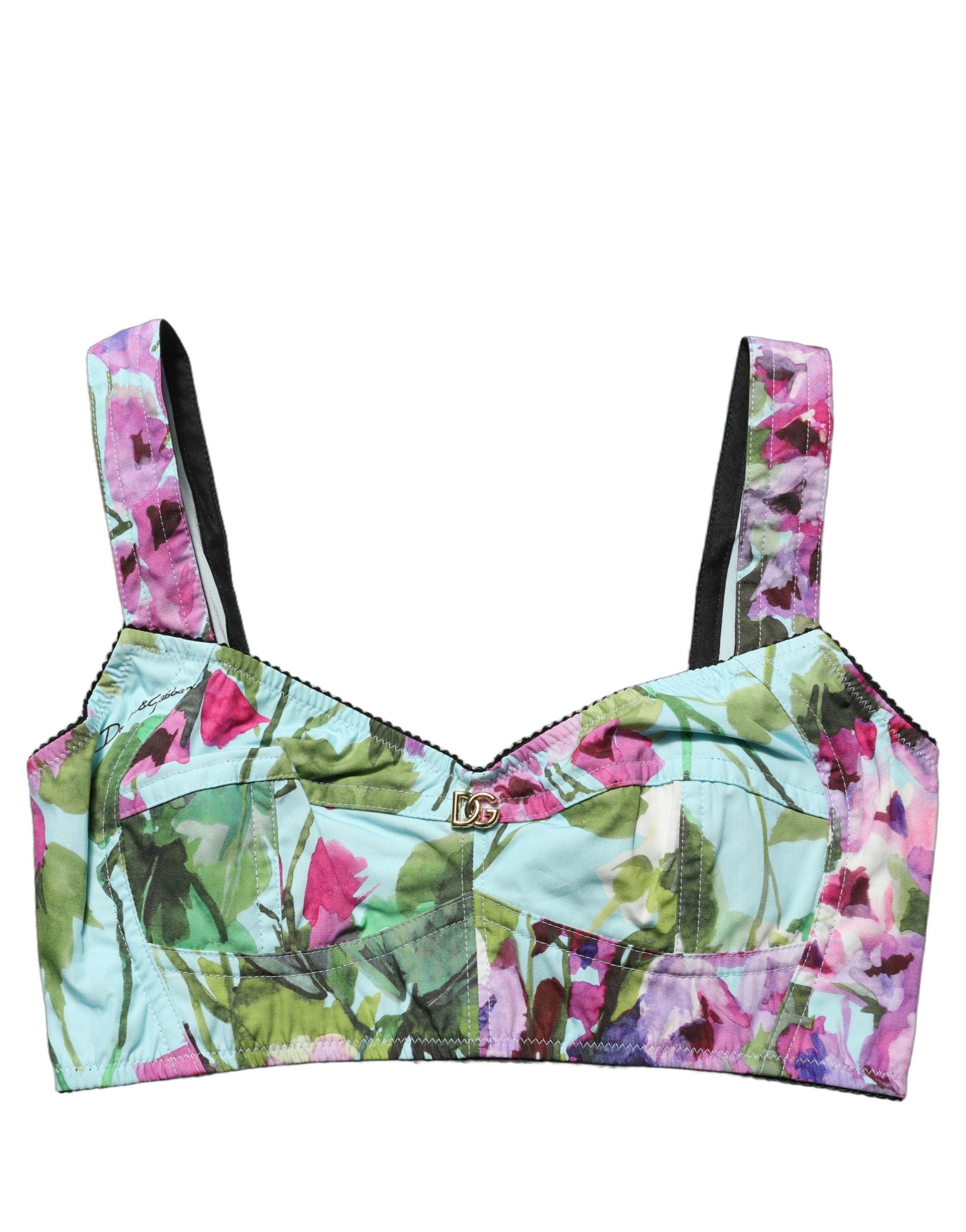 Dolce & Gabbana Multicolor Floral Cropped Bustier Tank Top