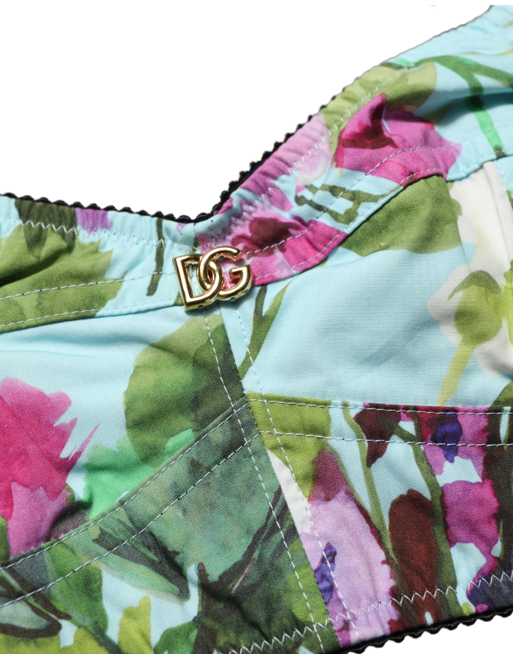 Dolce & Gabbana Multicolor Floral Cropped Bustier Tank Top