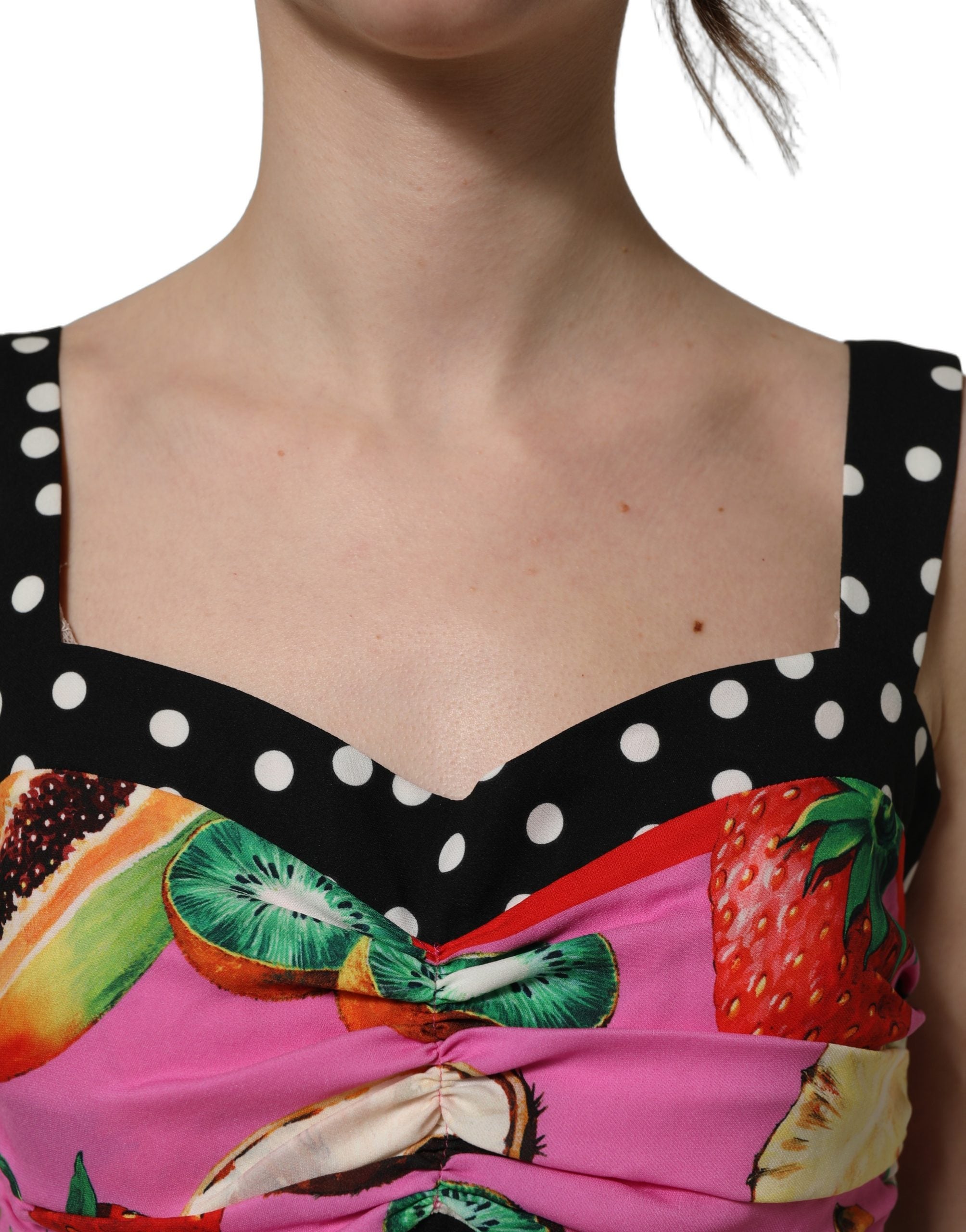 Dolce & Gabbana Multicolor Silk Cropped Bustier Corset Top