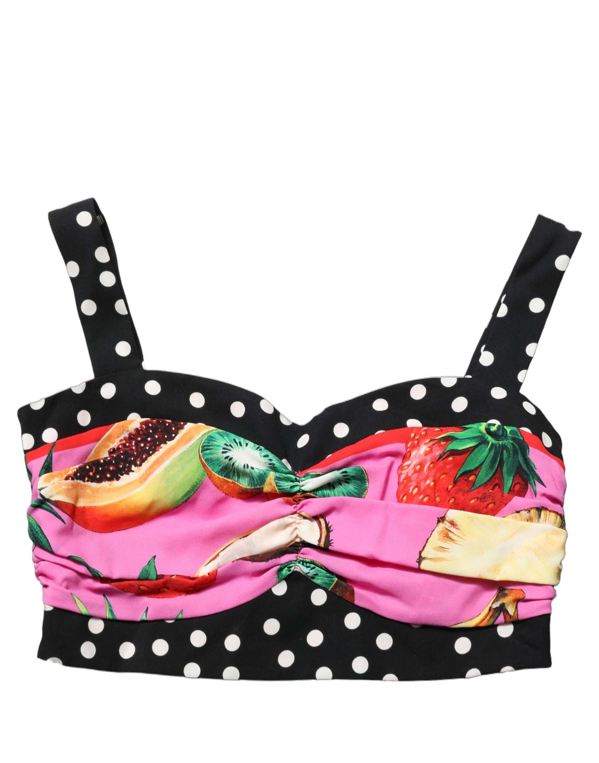 Dolce & Gabbana Multicolor Silk Cropped Bustier Corset Top