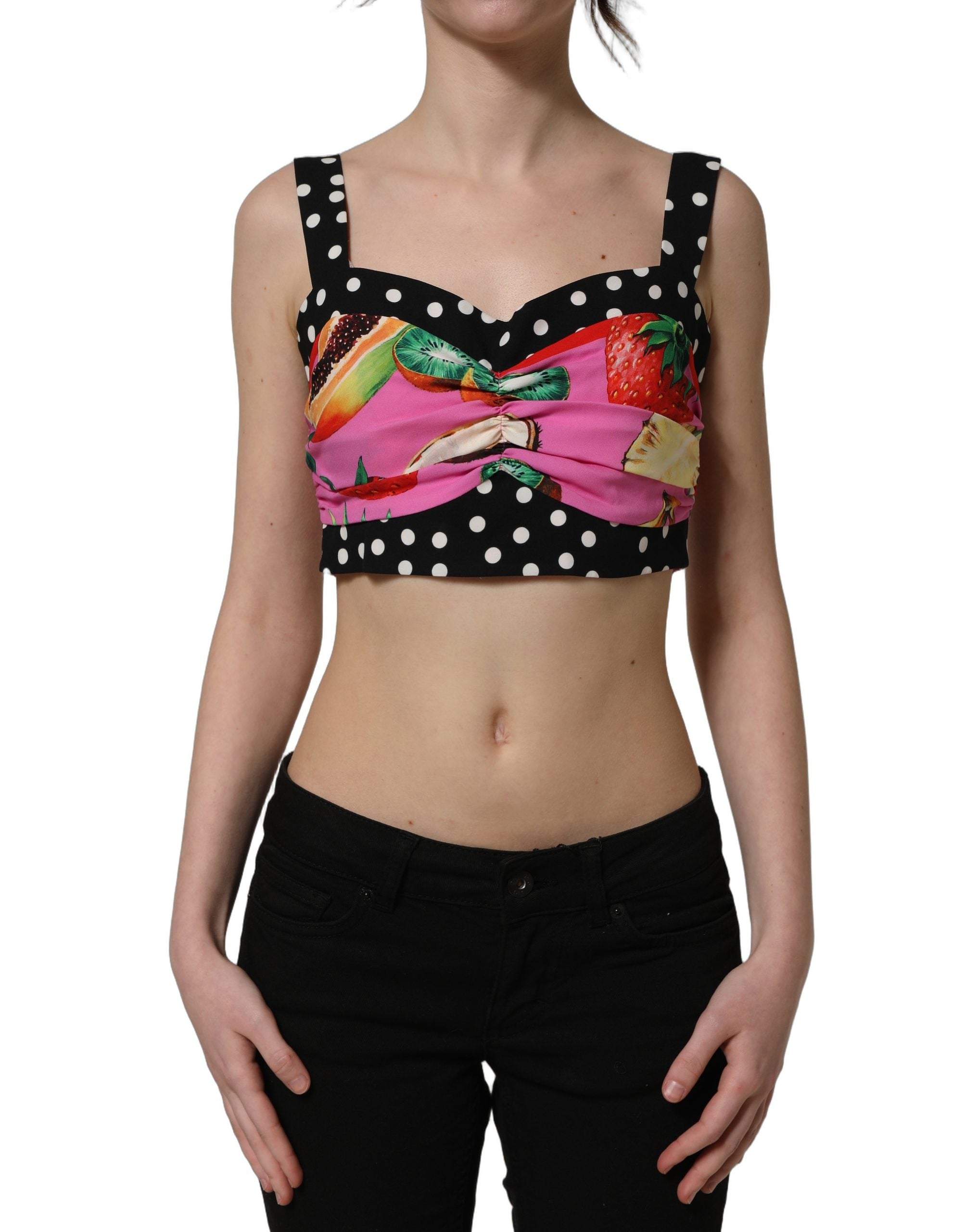 Dolce & Gabbana Multicolor Silk Cropped Bustier Corset Top