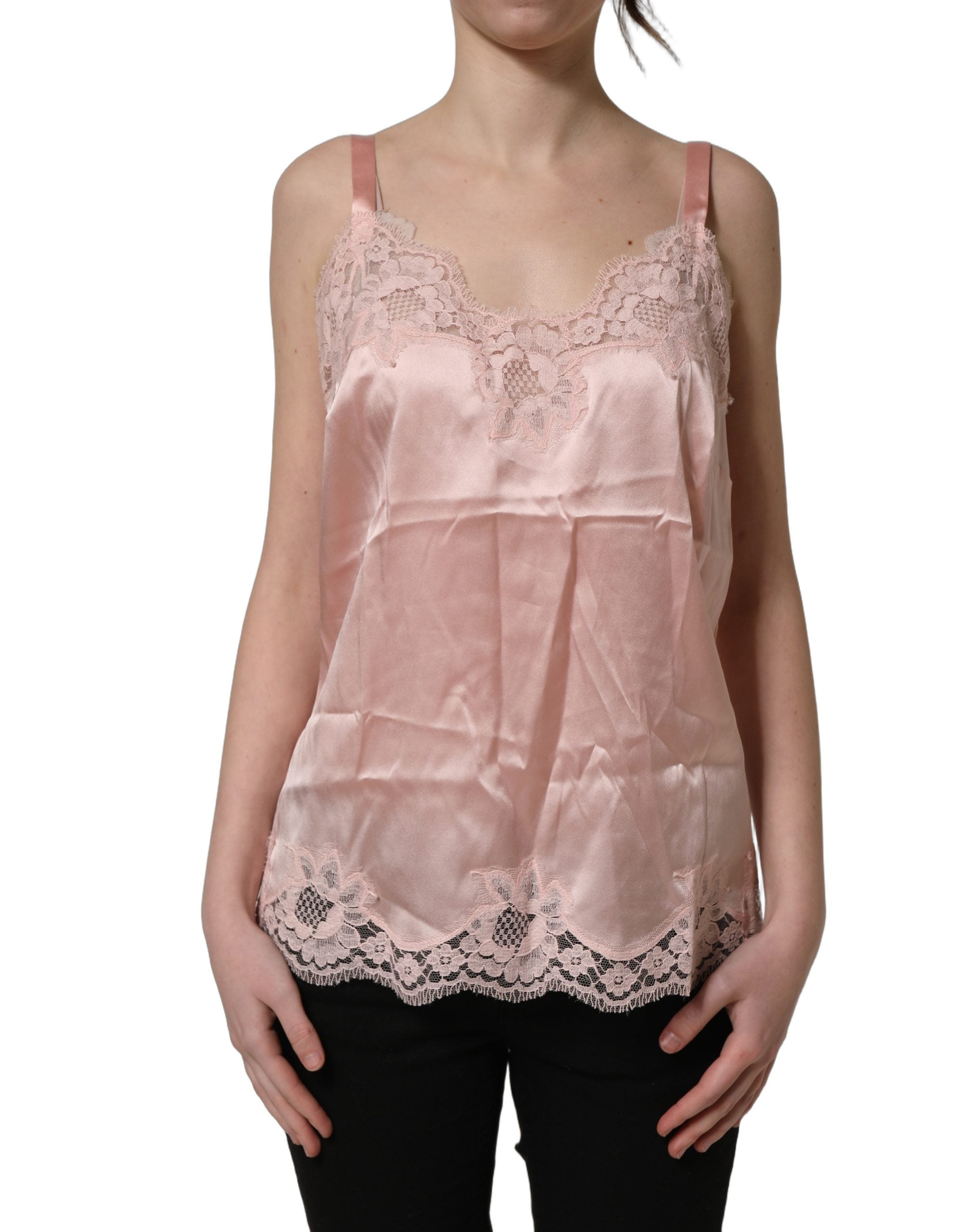 Dolce & Gabbana Light Pink Floral Lace Lingerie Underwear Top