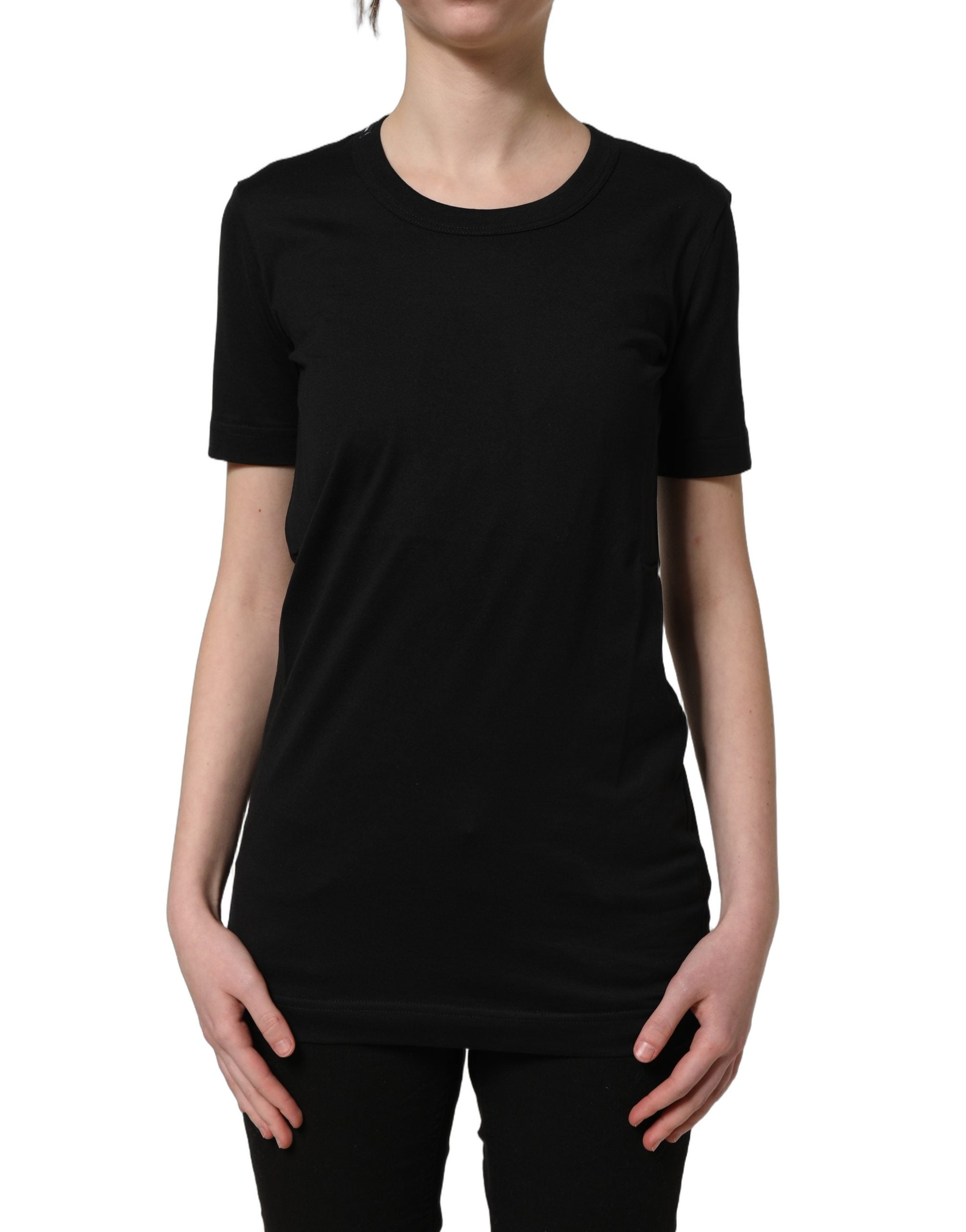 Dolce & Gabbana Black Cotton Short Sleeves Crew Neck T-shirt