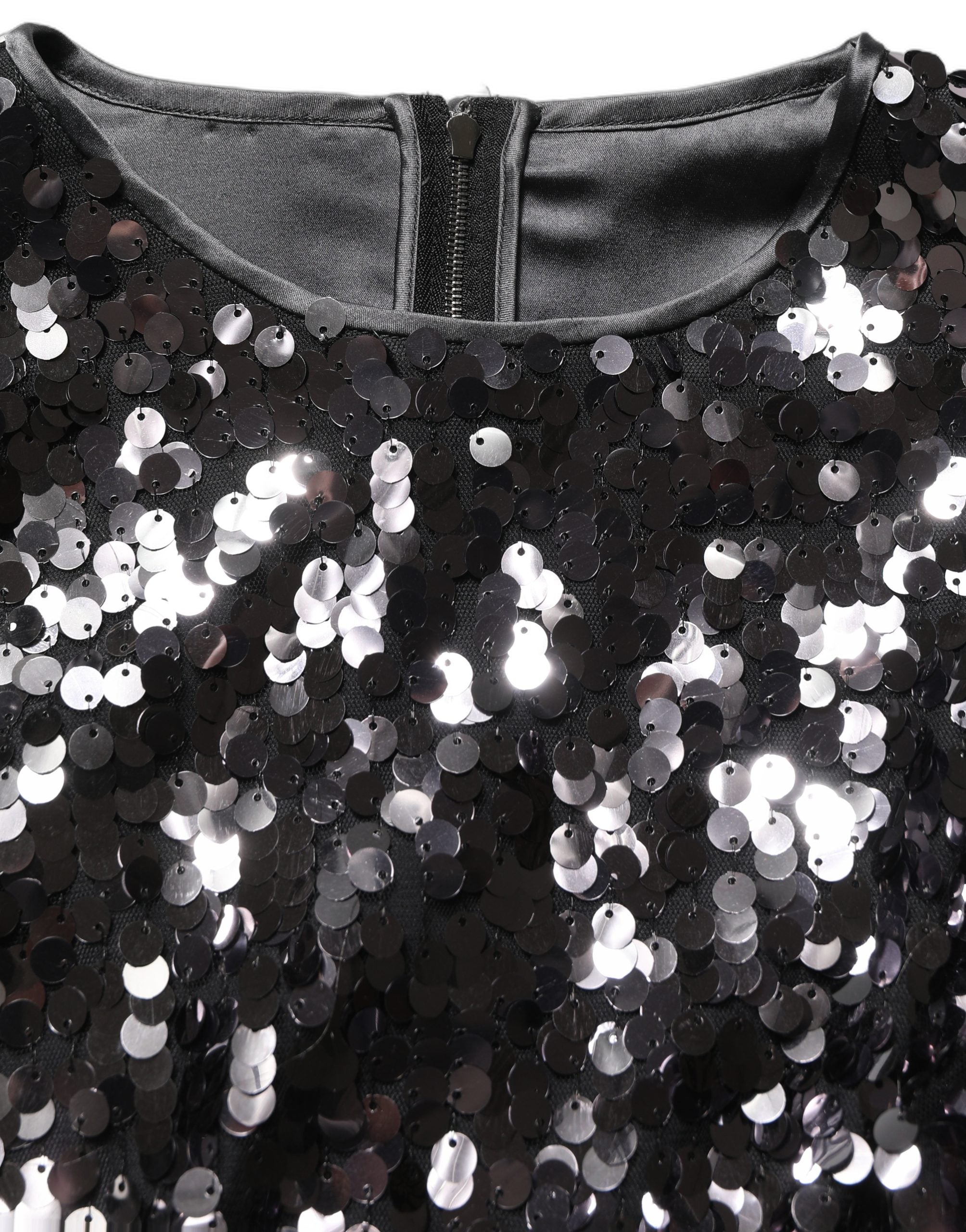 Dolce & Gabbana Black Sequined Long Sleeves Crop Blouse Top